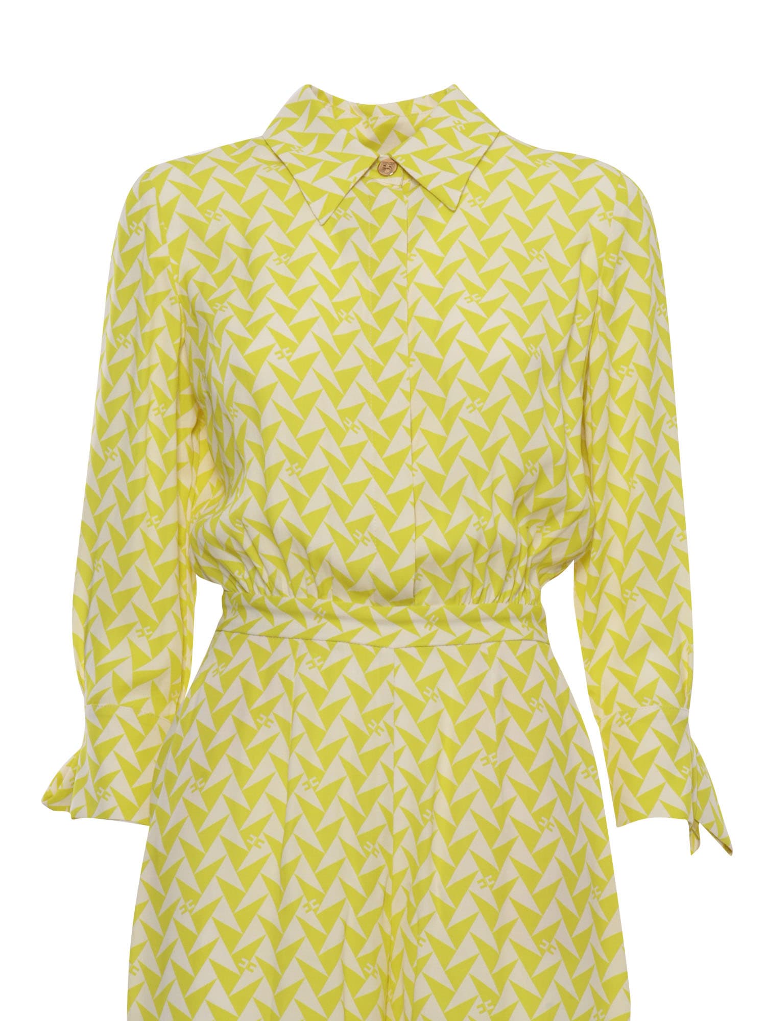 Shop Elisabetta Franchi Elegant Yellow Shirt Dress