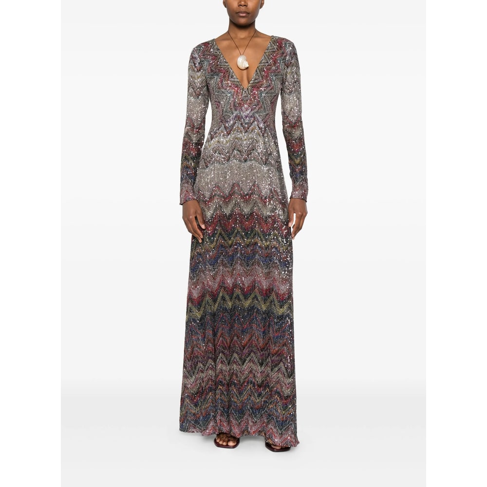 Missoni Midi Dress With Zigzag Pattern In Brown