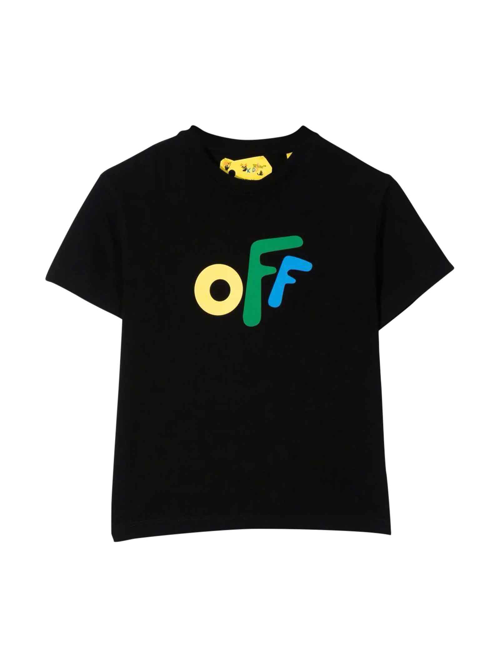 Off-White Black T-shirt With Multicolr Print