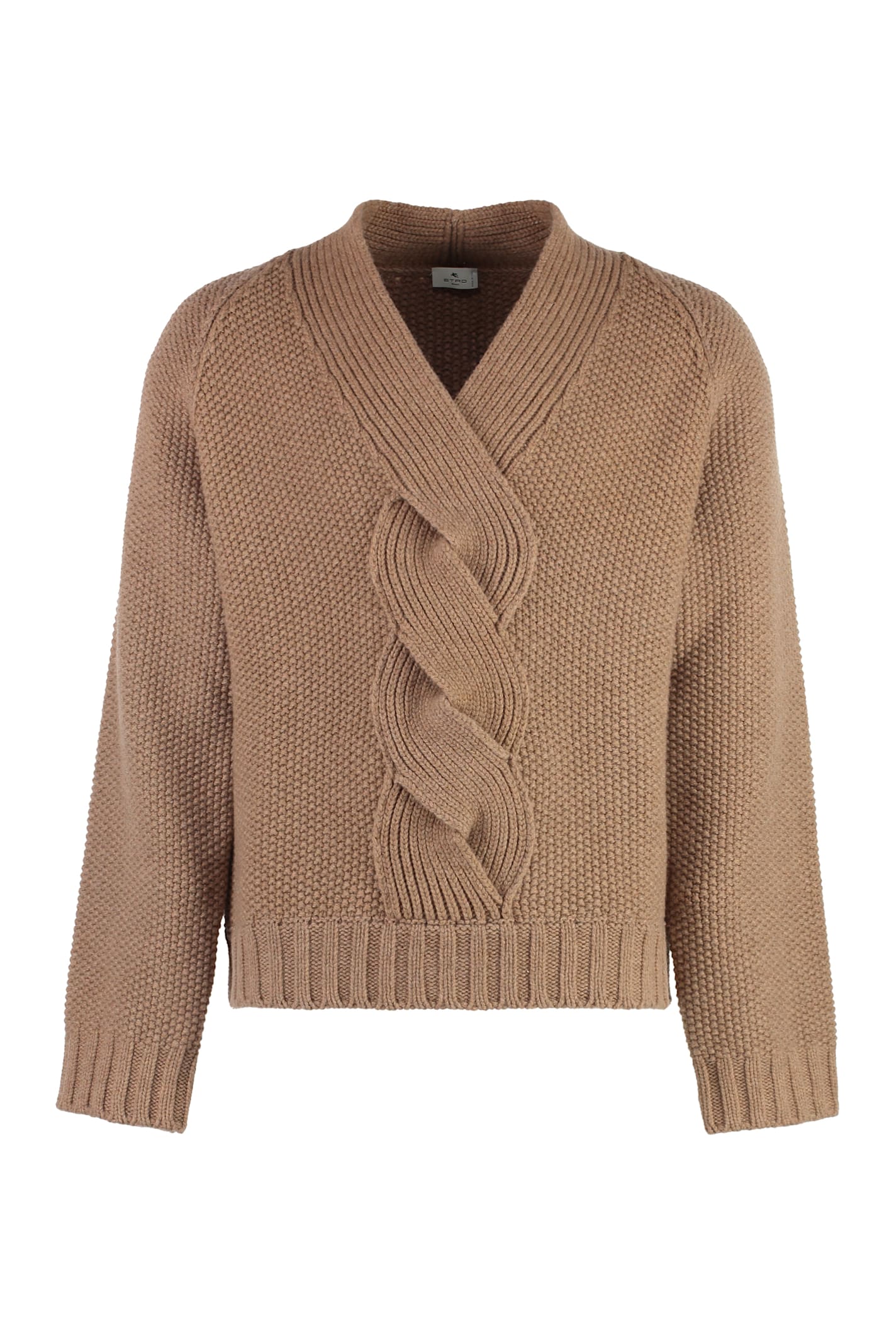 Shop Etro Wool V-neck Sweater In Sand