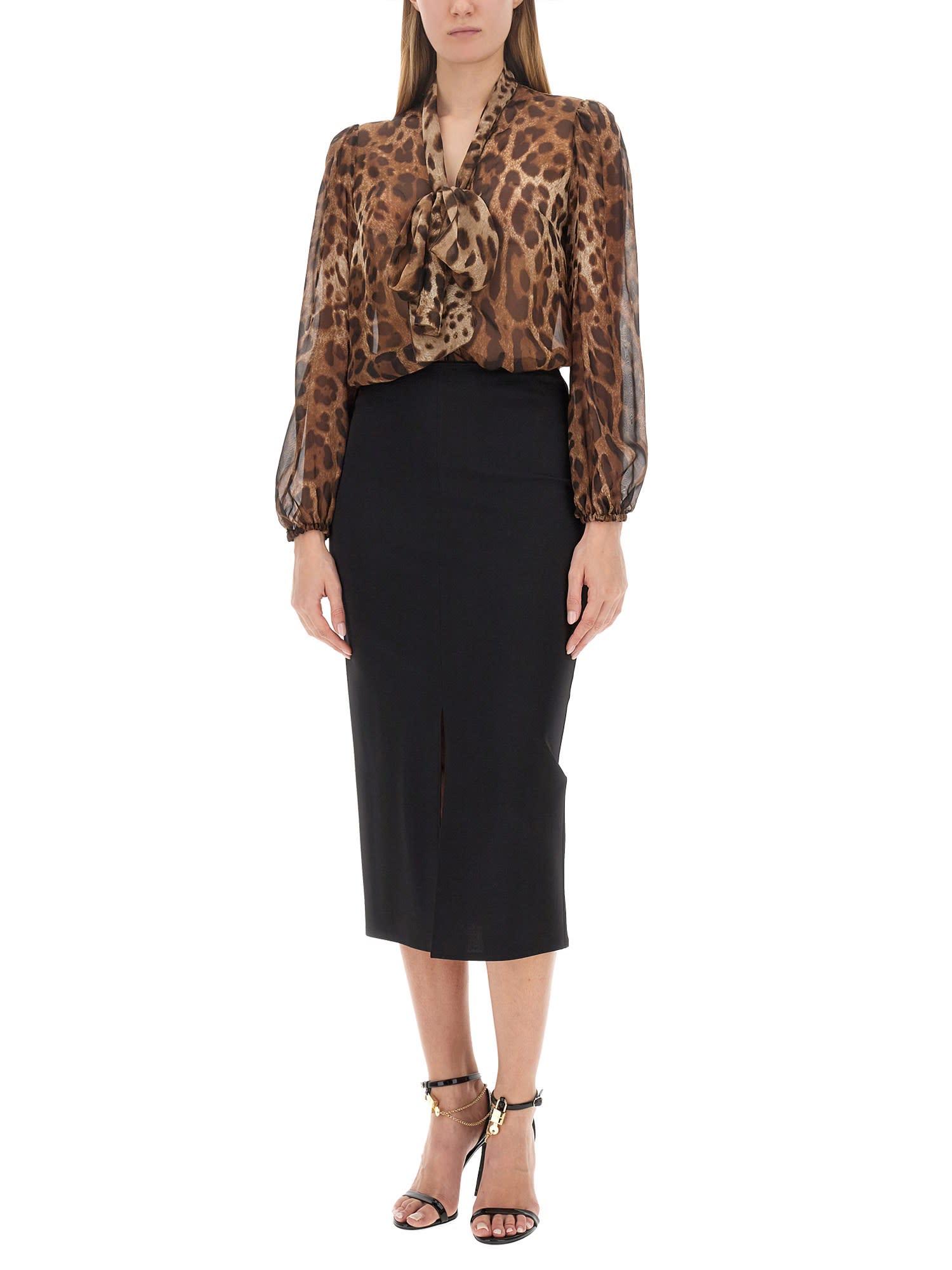 Shop Dolce & Gabbana Longuette Skirt In Nero