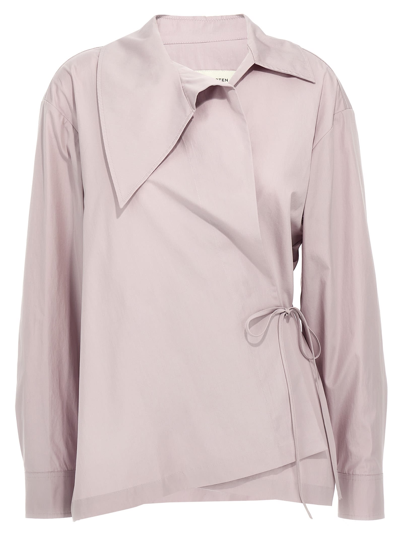 Dries Van Noten Wrap Design Shirt With Pleated Back In Pink