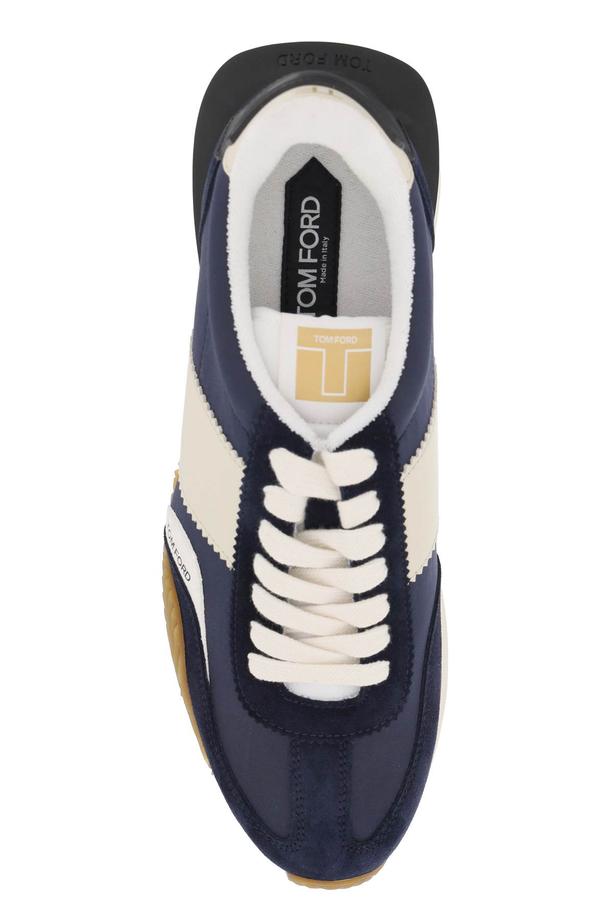 Tom Ford Mens Blue James Logo-print Leather And Suede Low-top Trainers In Blue