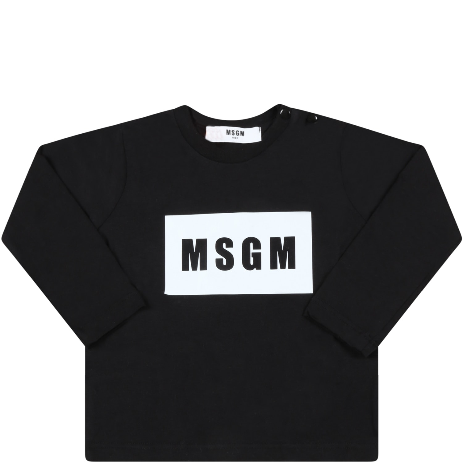 MSGM Black T-shirt For Baby Kids With White Logo