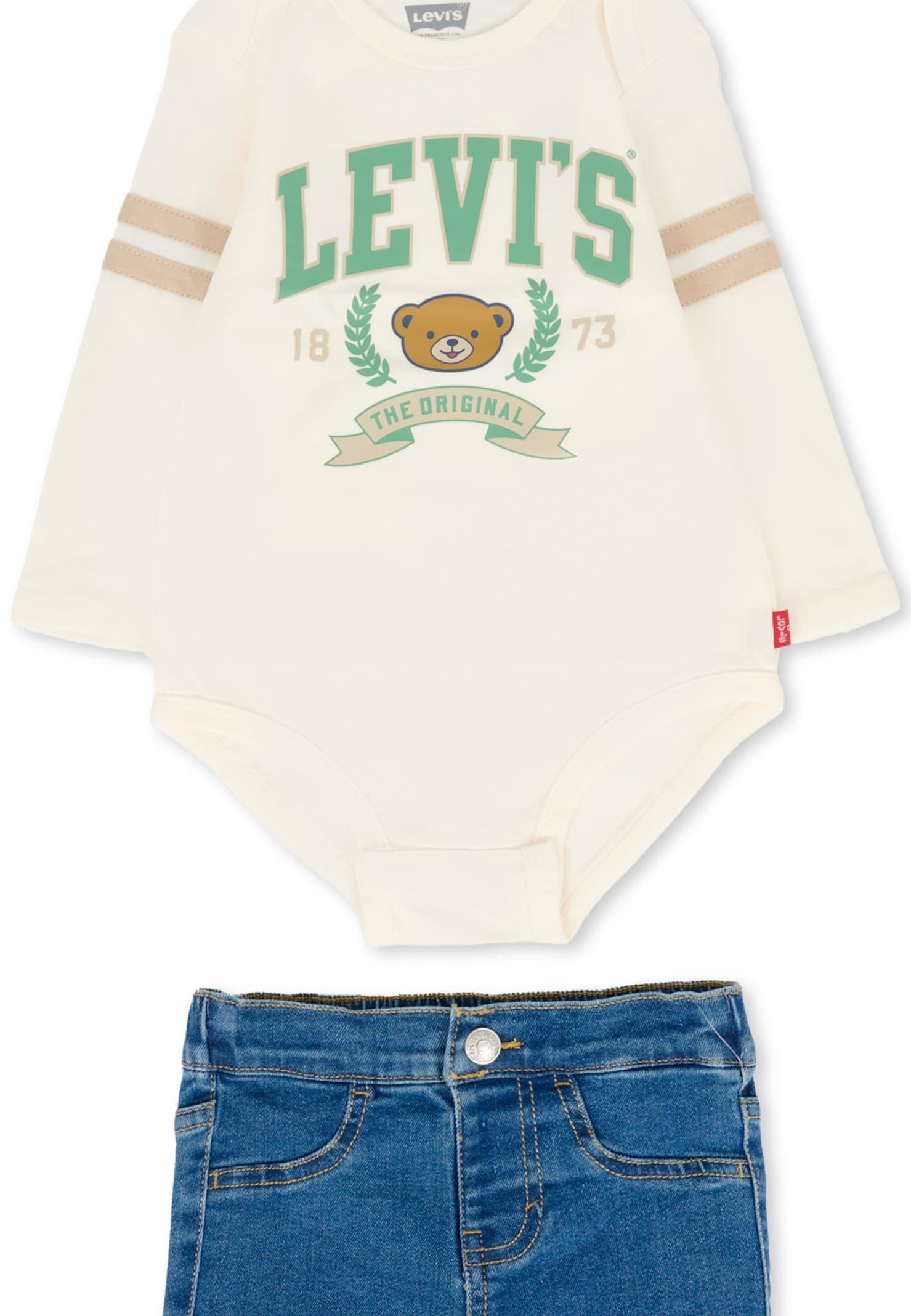 Levi's Ivory Suit For Baby Boy With Logo In Black