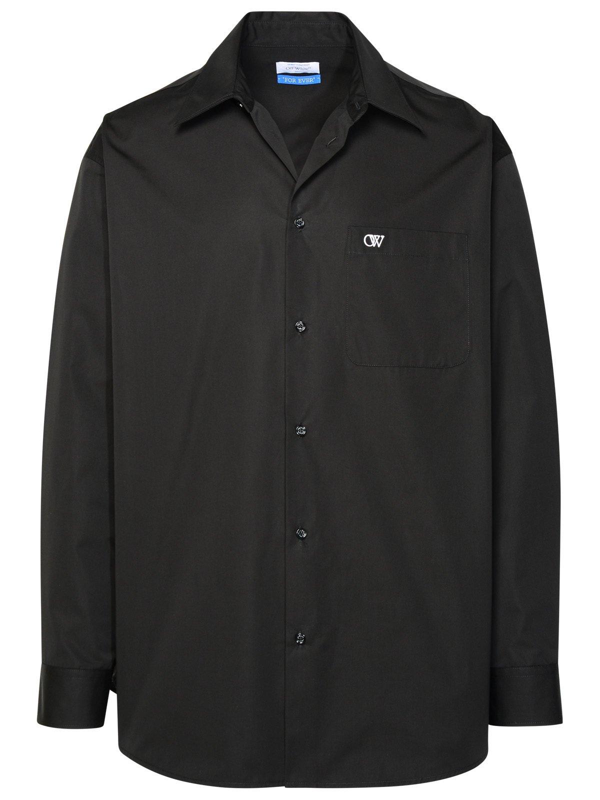 Shop Off-white Logo Embroidered Long-sleeved Shirt In Nero/bianco