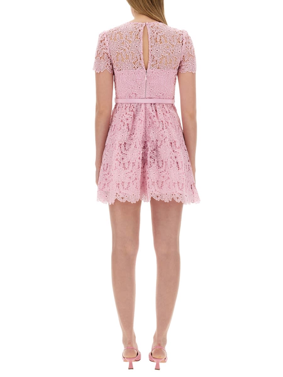 Shop Self-portrait Lace Mini Dress In Rosa