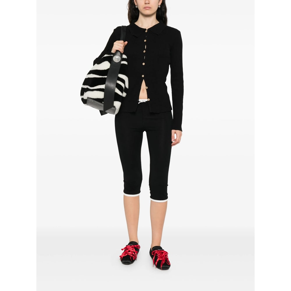 Baserange Button-front Ribbed Cardigan In Black