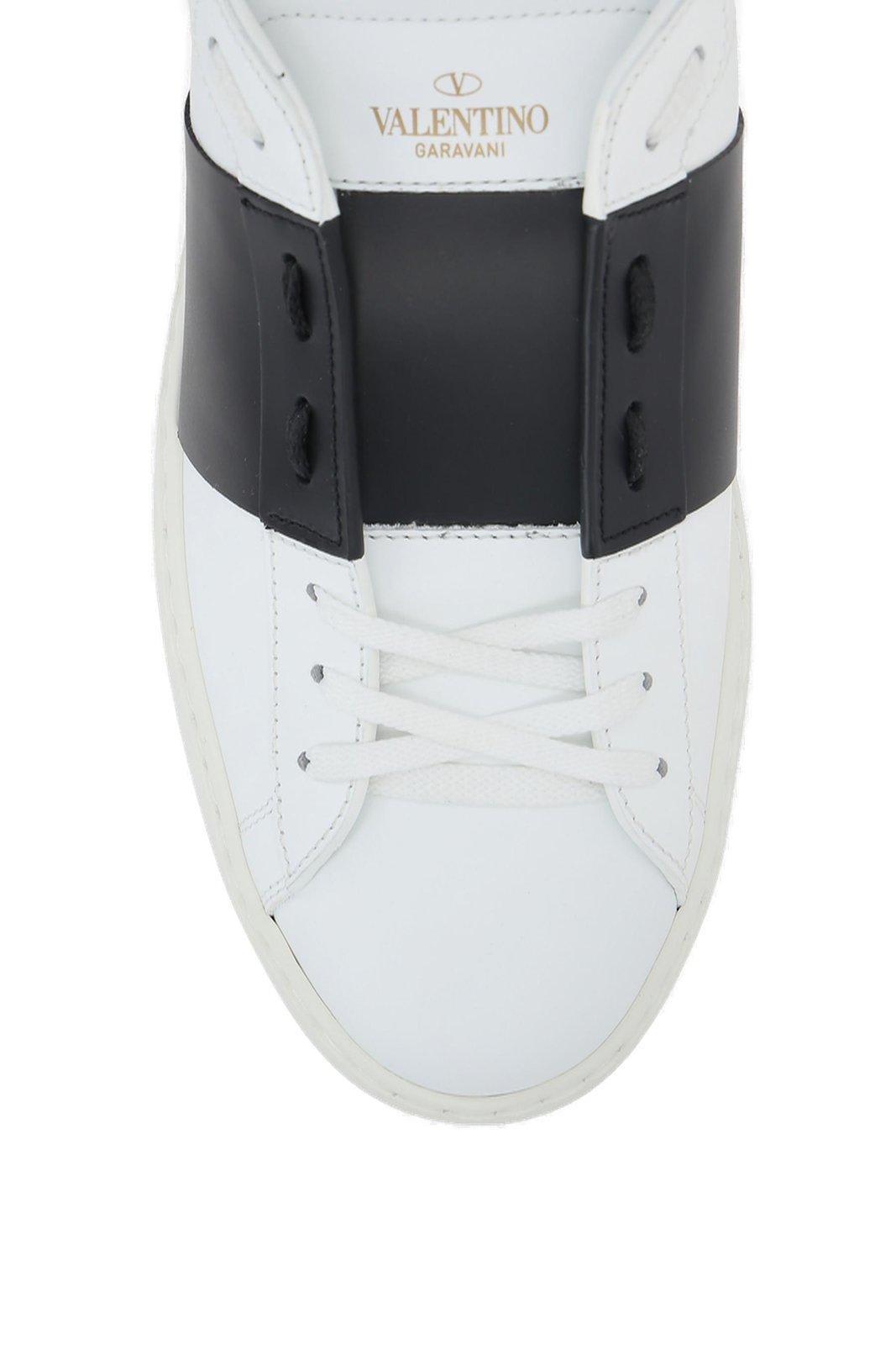 Shop Valentino Garavani Open Lace-up Sneakers In Bianco/nero/bianco