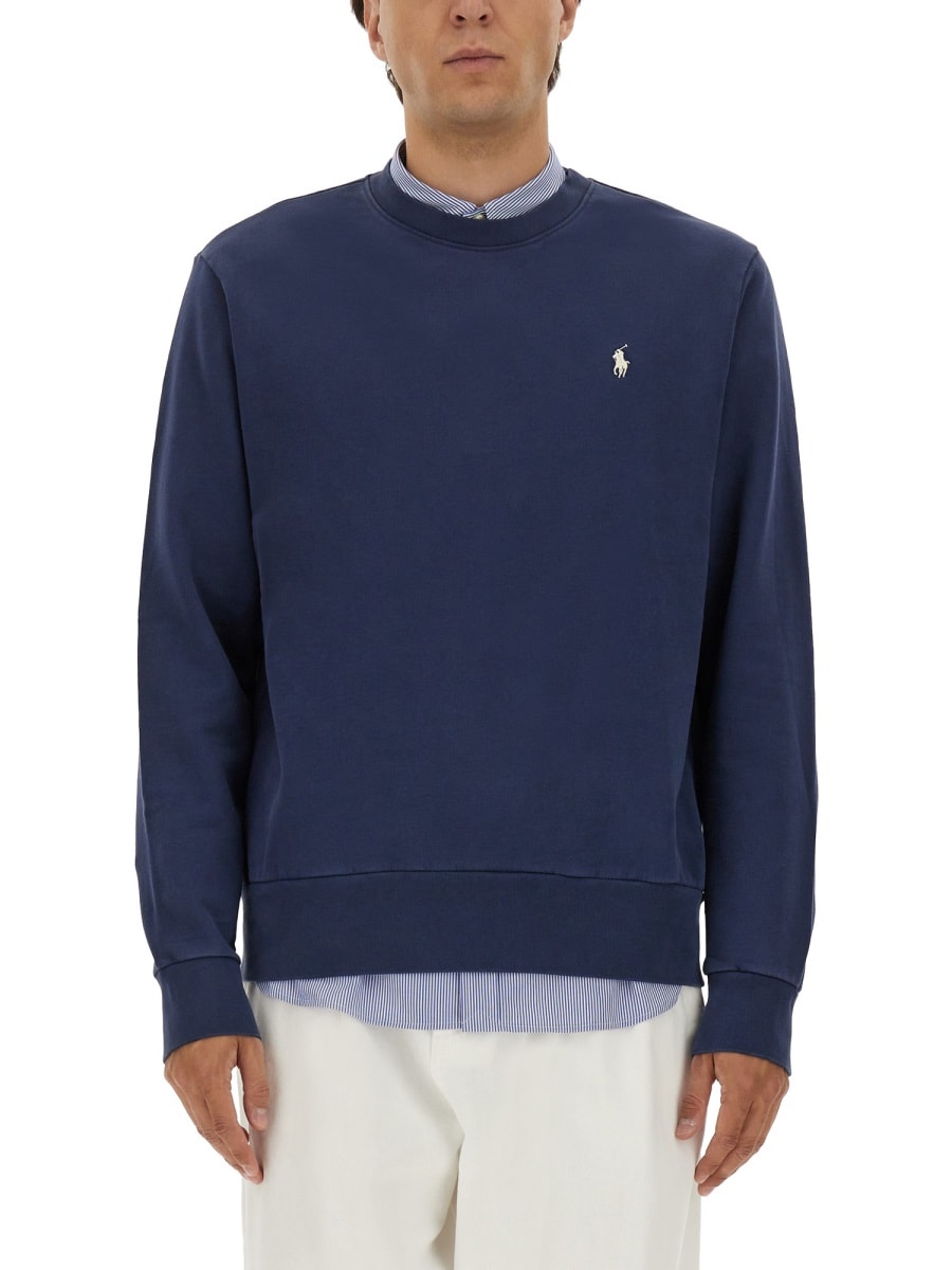 Polo Ralph Lauren Logo Cotton Sweatshirt In Blue