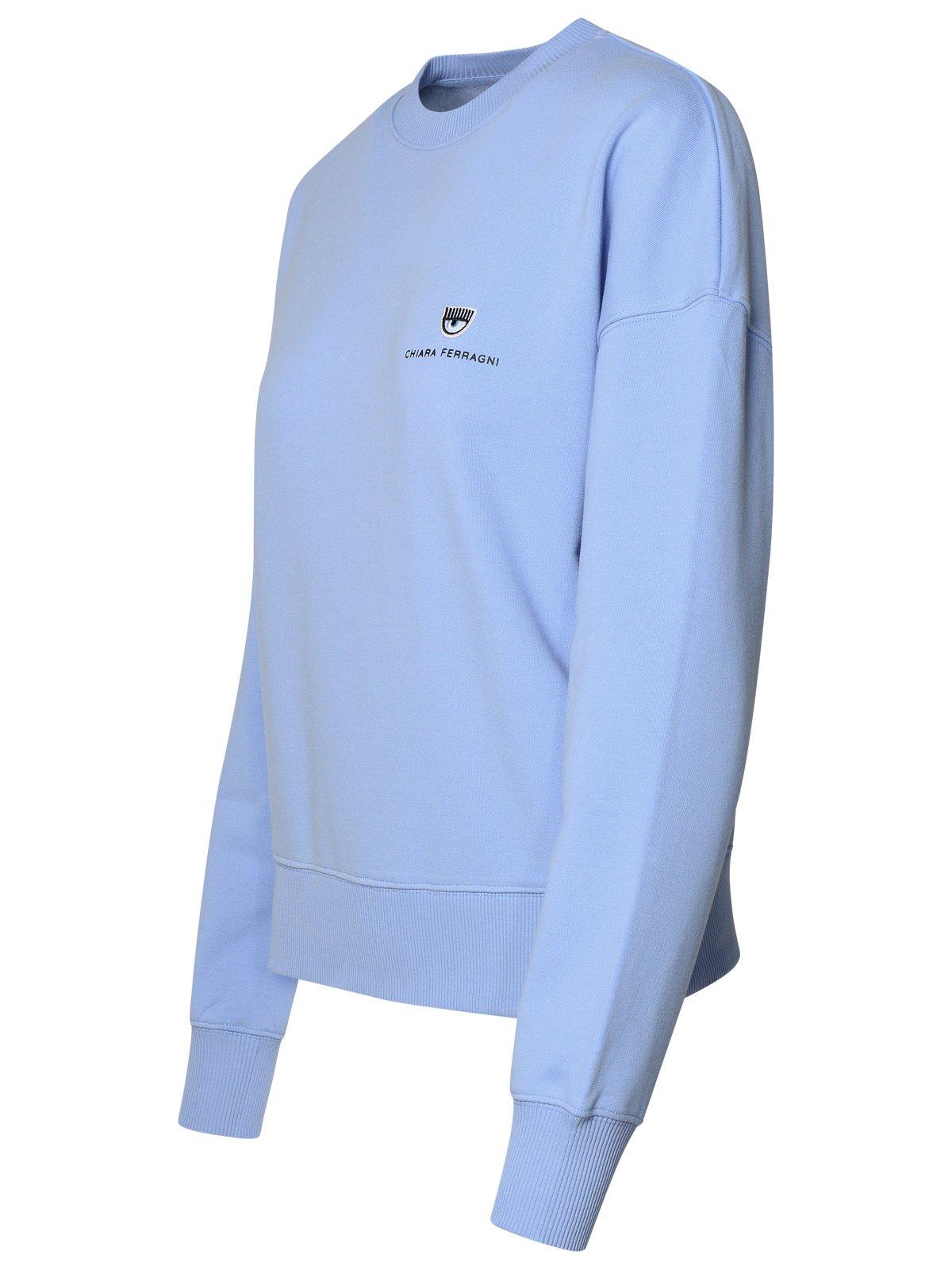Shop Chiara Ferragni Eyelike Motif Drop Shoulder Sweatshirt In Blue