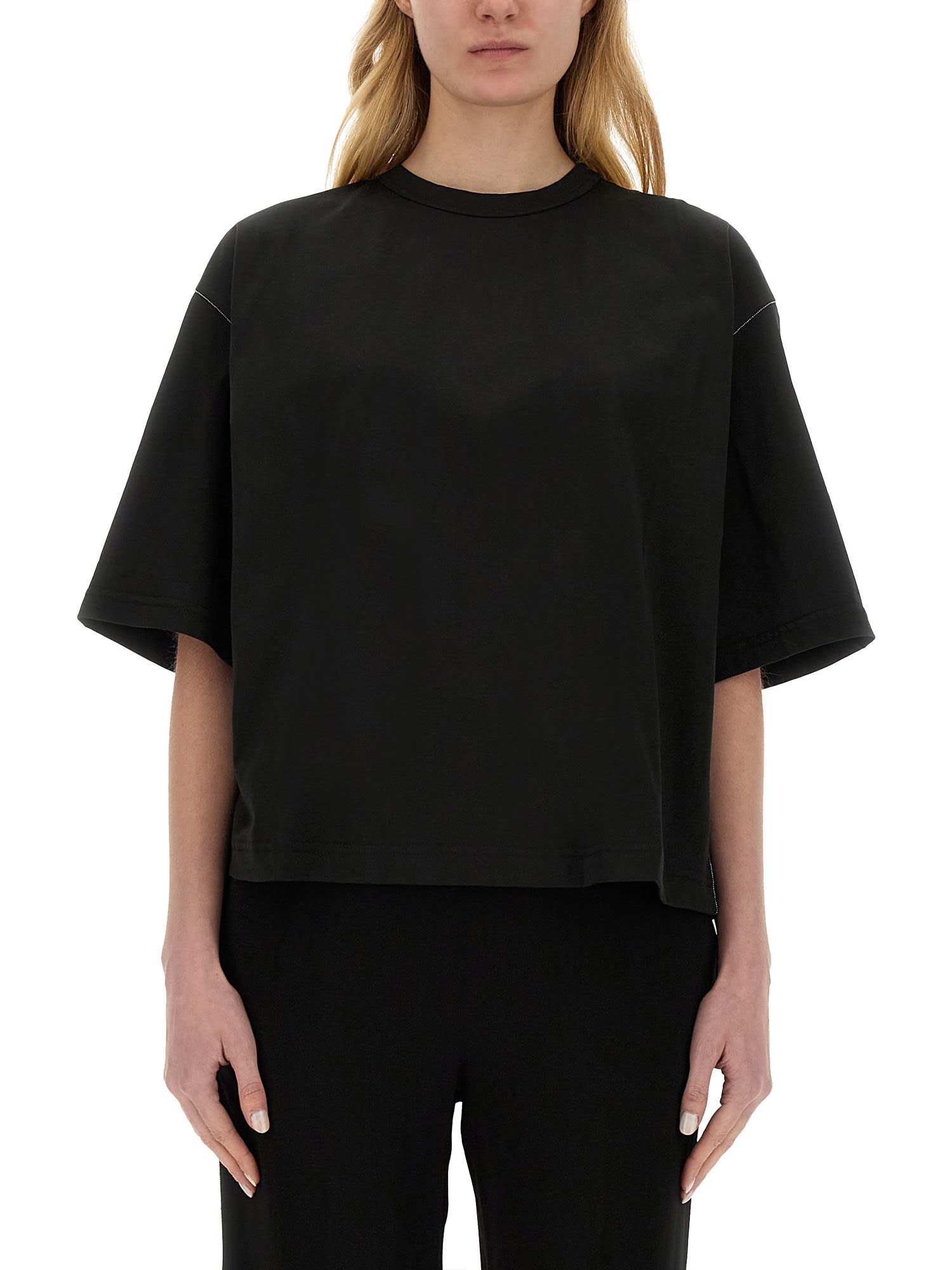 Shop Fabiana Filippi Cotton T-shirt  In Black