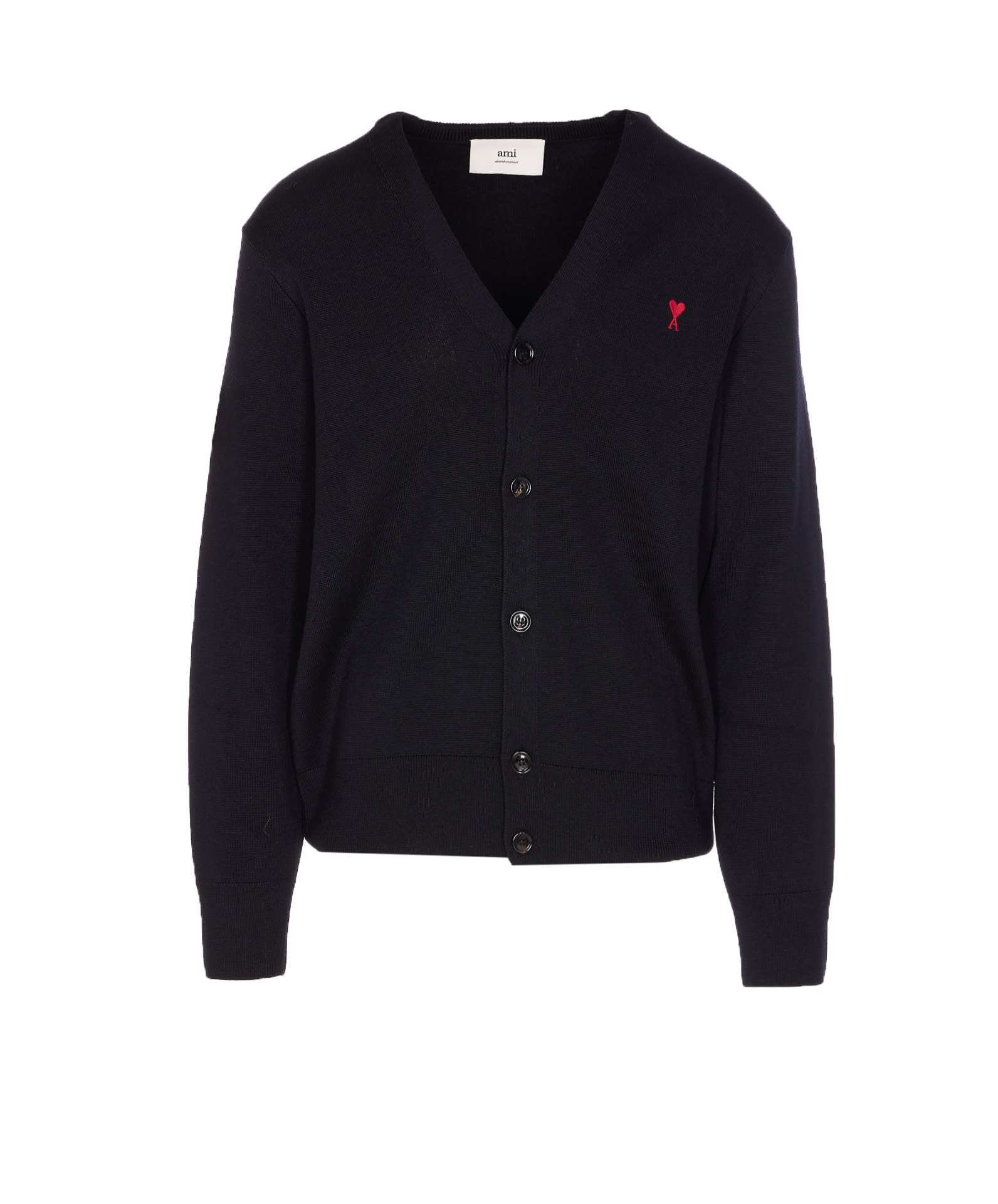Ami Alexandre Mattiussi Ami Classic V-neck Cardigan With Button-down Front In Black