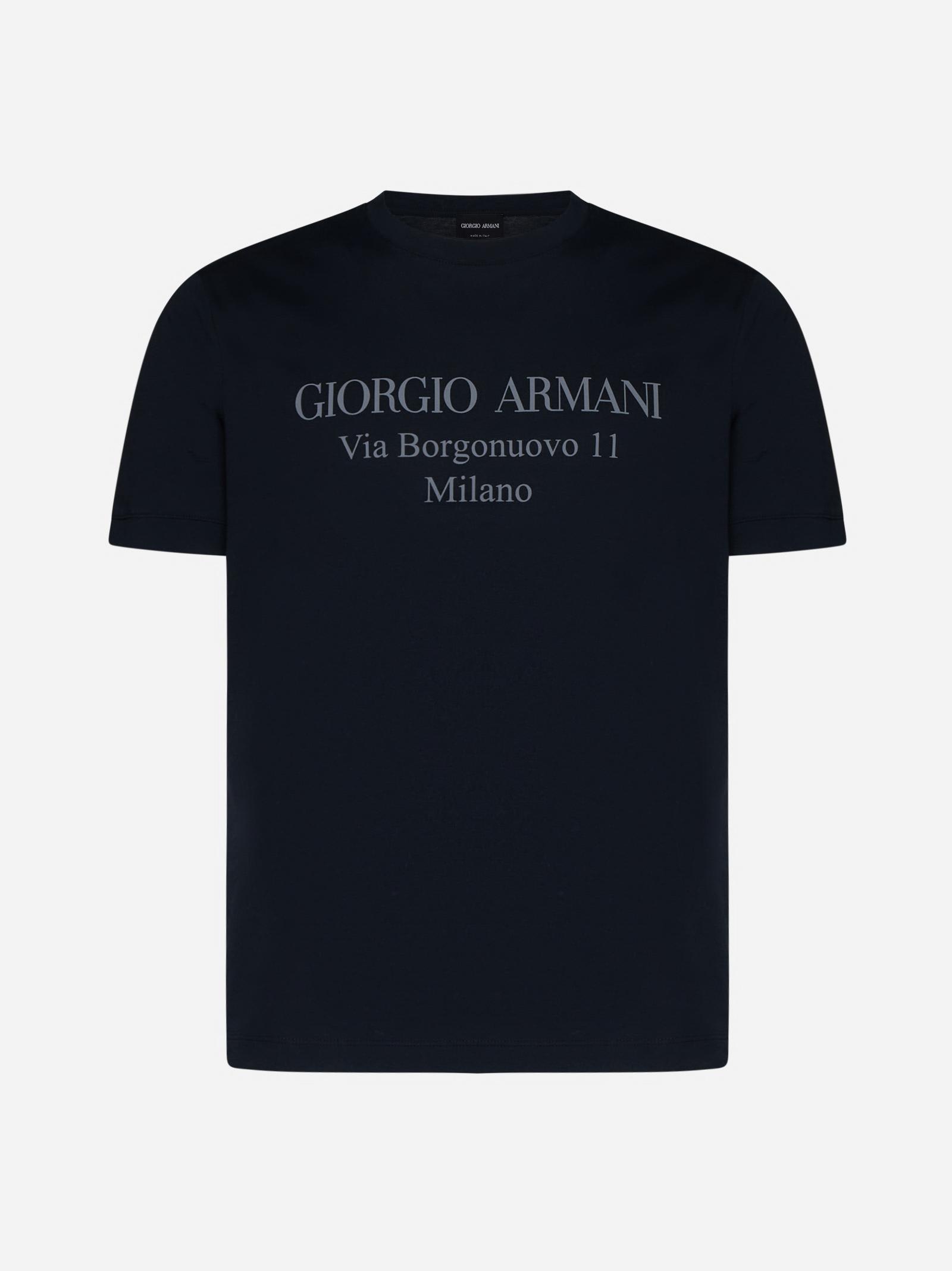 Giorgio Armani Official Store Borgonuovo 11 T-shirt In Pima Cotton Jersey In Blue