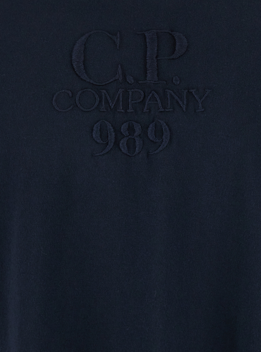 C.p. Company Blue T-shirt With Logo Embroidered On The Front Tone-on-tone