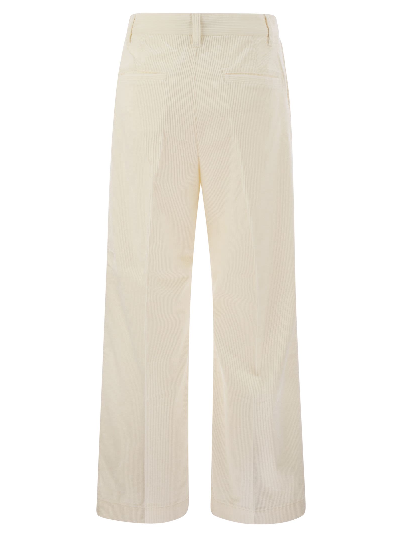 Shop Polo Ralph Lauren Corduroy Wide-leg Cropped Trouser In Ivory