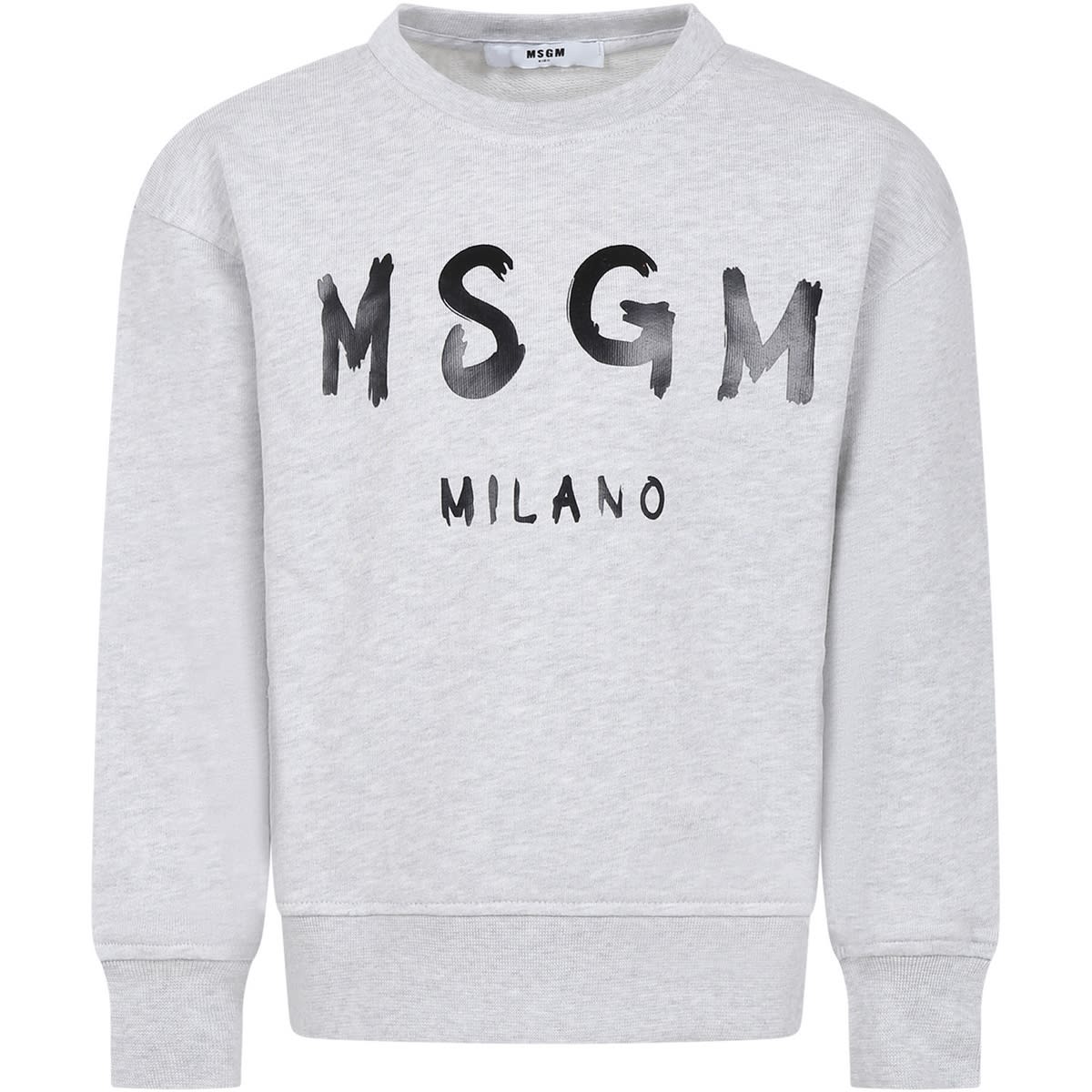 Msgm Grey Sweatshirt For Kids With Logo
