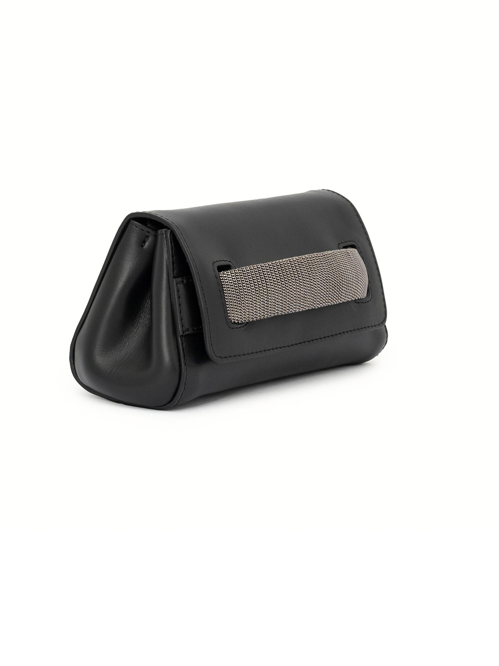 Shop Orciani Black Nappa Leather Clutch Bag