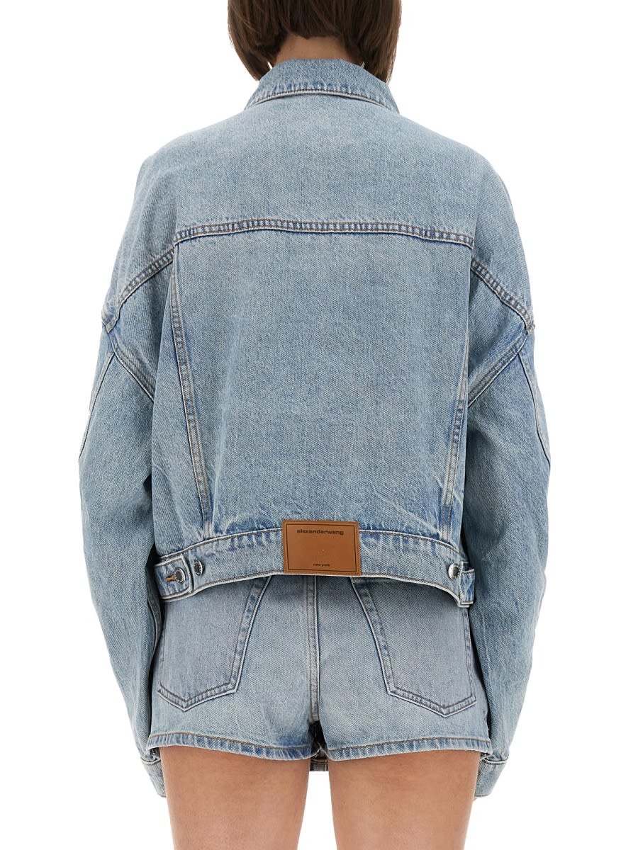 Alexander Wang Boxy Fit Denim Trucker Jacket In Blue