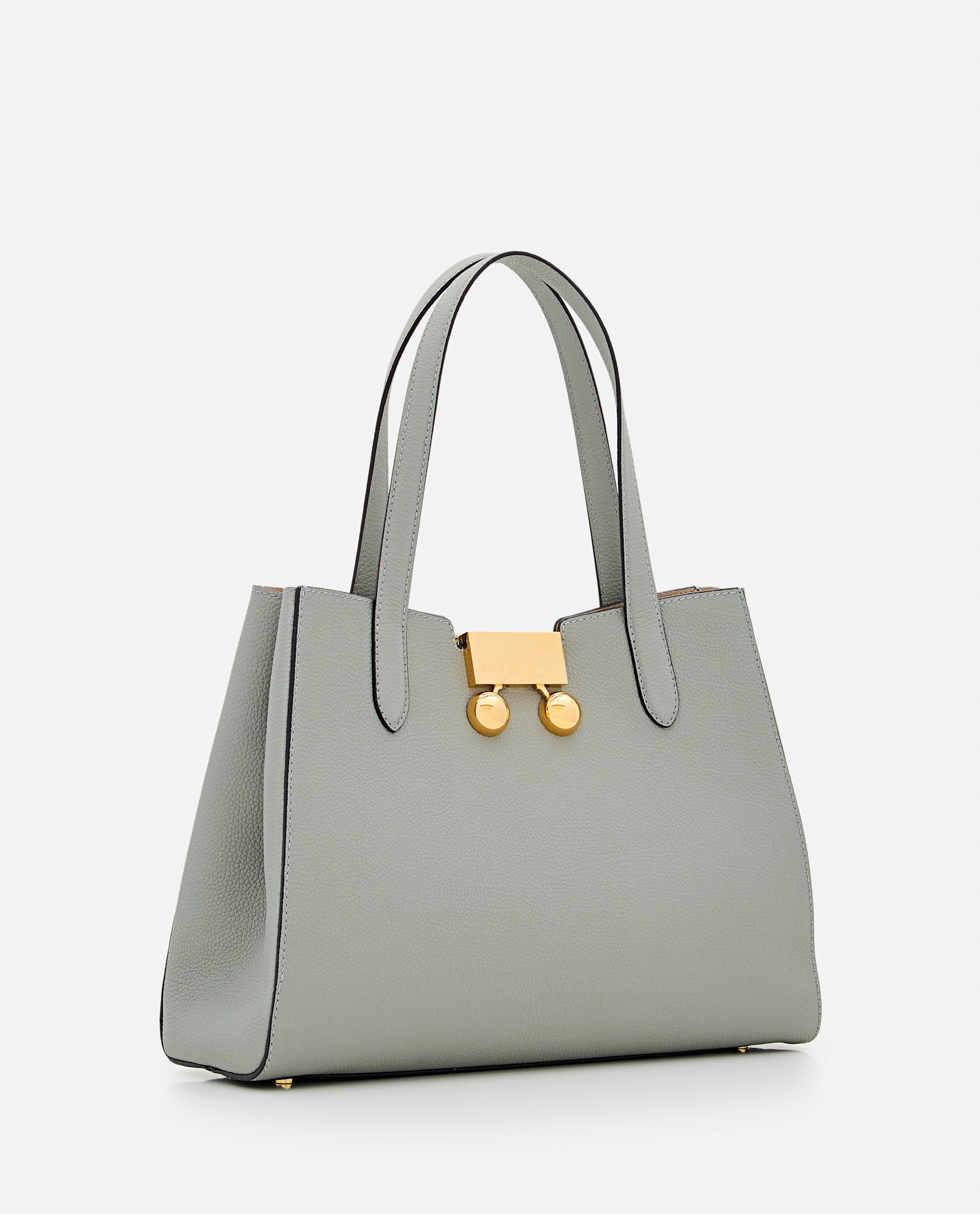 Marni Two-handle Leather Shoulder Bag In Grey