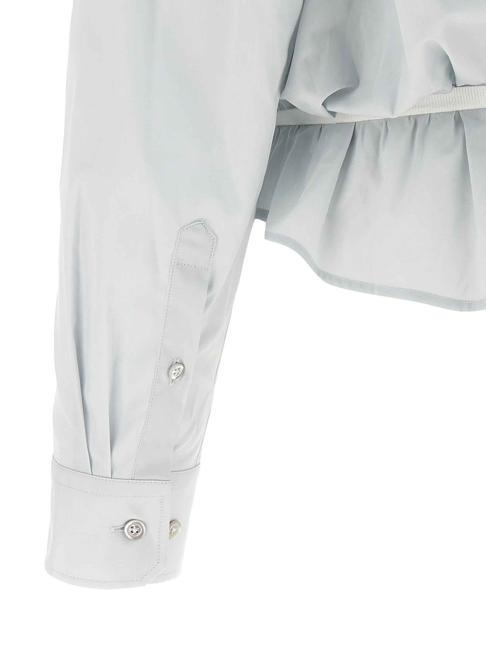 Maison Margiela Layered Shirt With Chest Pocket And Peplum Hem In Light Blue