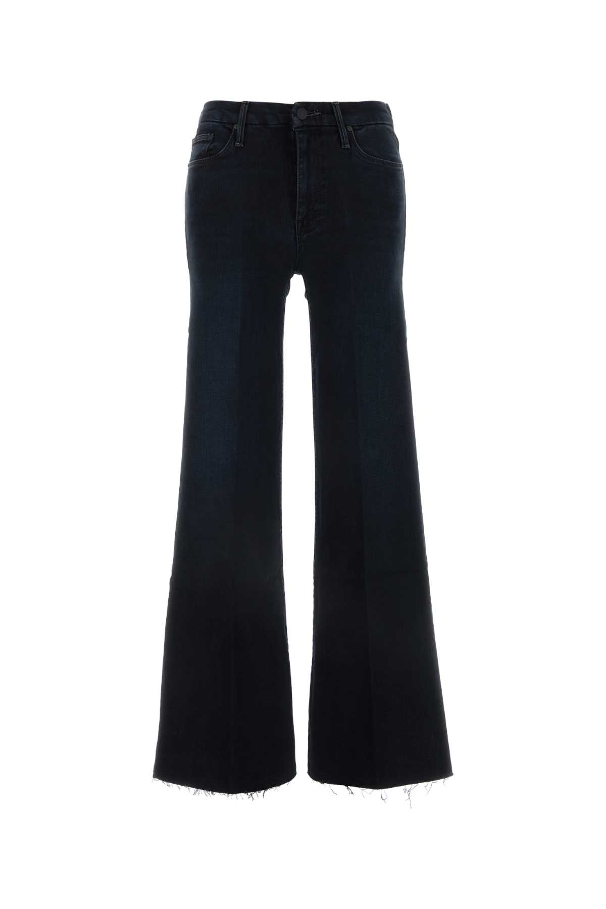 Shop Mother Dark Blue Stretch Denim The Roller Fray Jeans In Niv