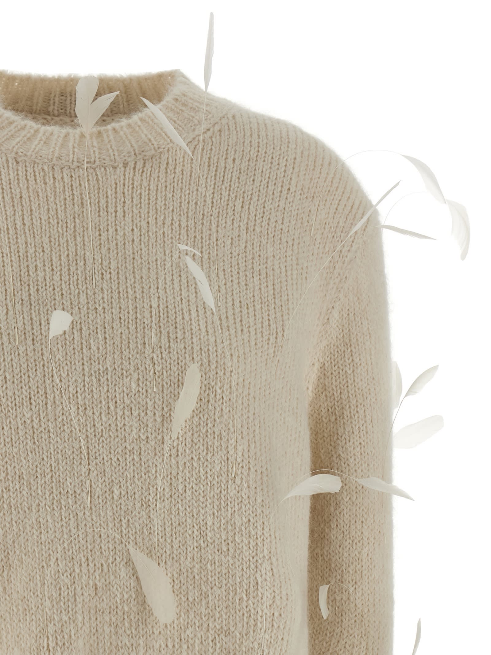 Jil Sander Feather Sweater Sweaters And Cardigans White In Neutral