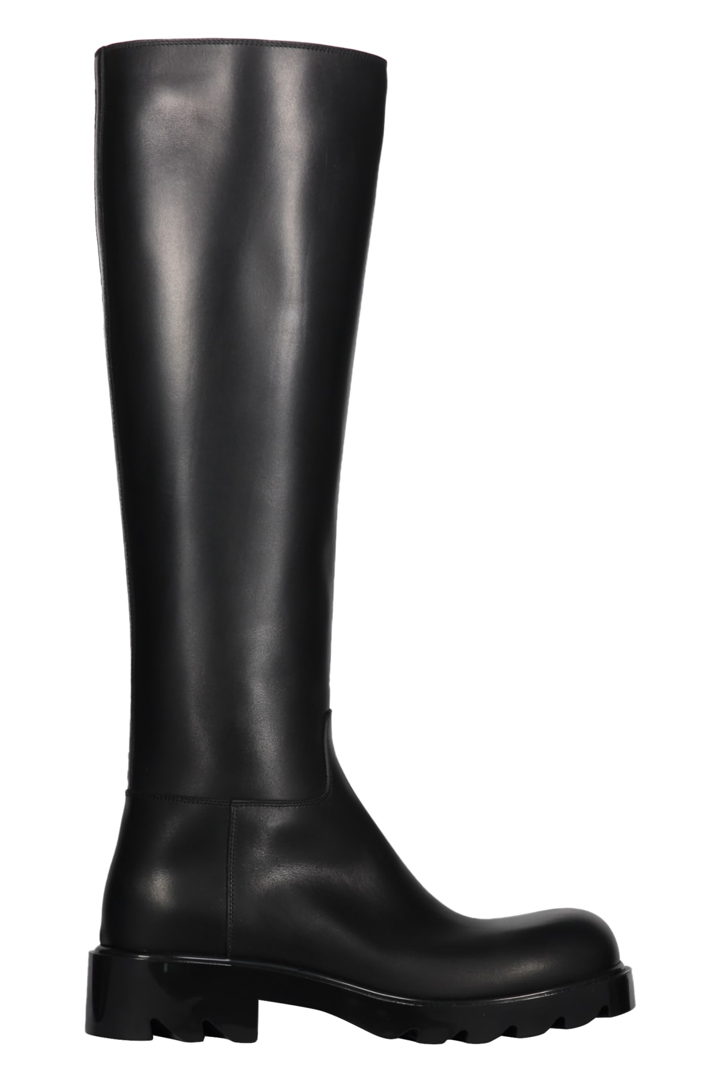 Shop Bottega Veneta Strut Leather Boots In Black