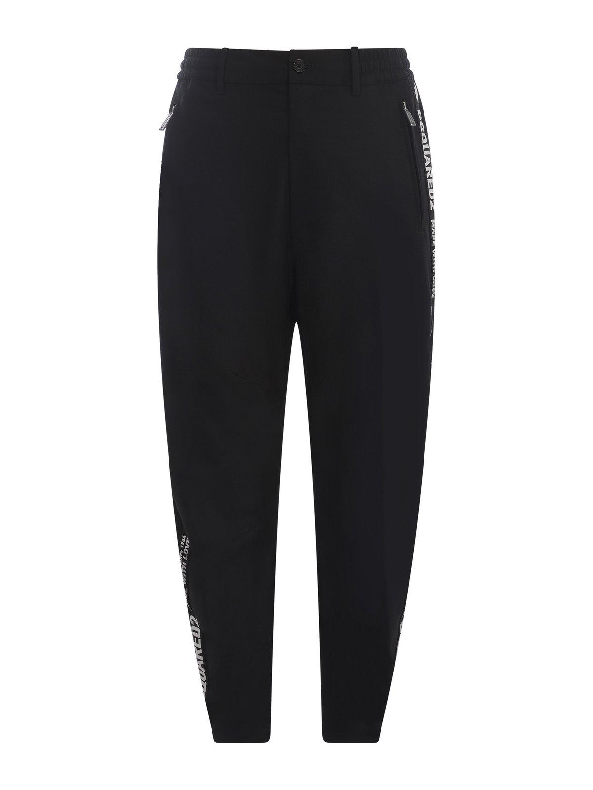Shop Dsquared2 Logo-striped Tailored Tapered Track Pants In Black