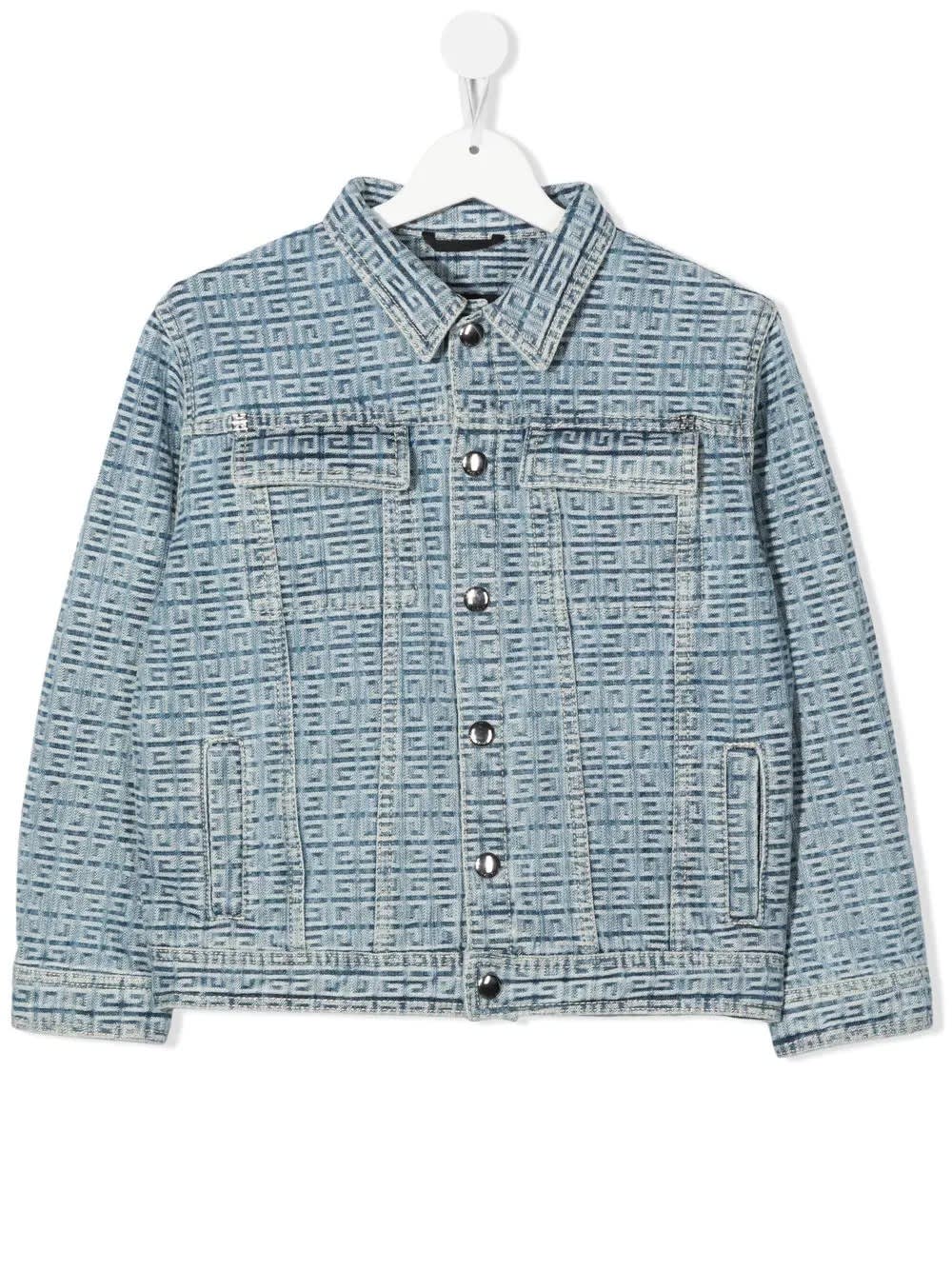 Givenchy Light Blue 4g Denim Jacket With Zip