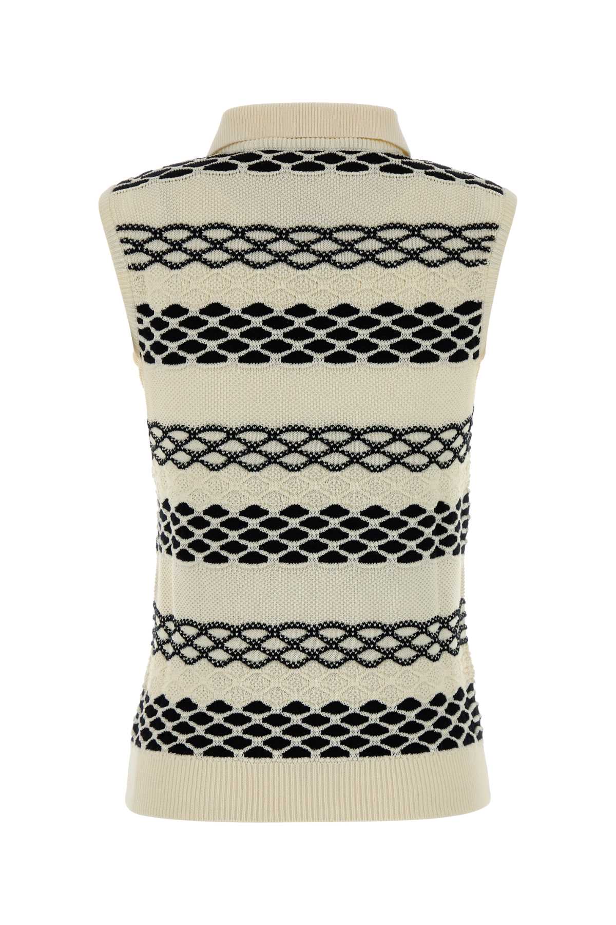 Loewe Cotton Vest With Collar And Ribbed Hem In White