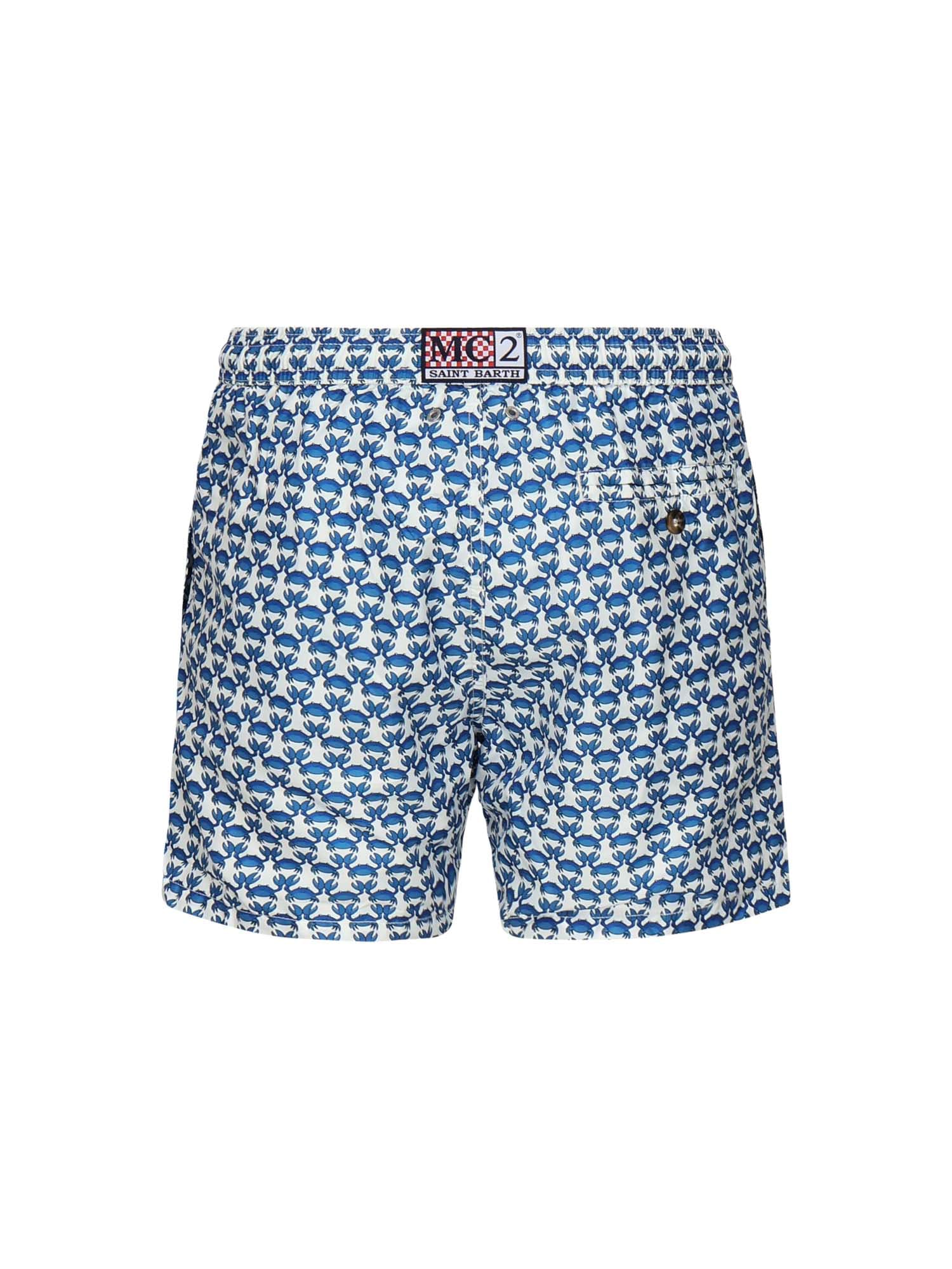 Mc2 Saint Barth Crab-print Swim Shorts In Blue