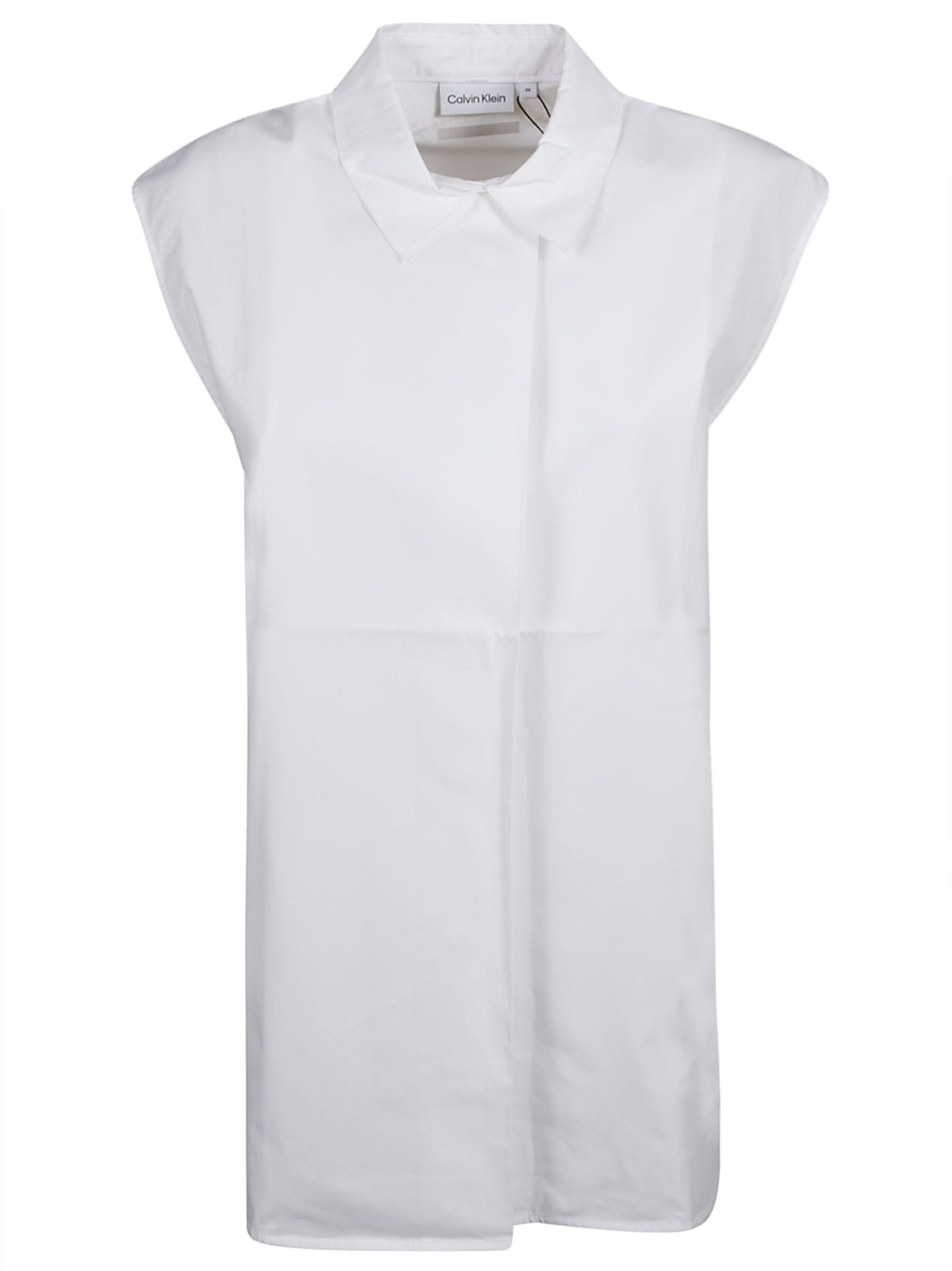 Calvin Klein Cotton Archive Sleeveless Shirt In White