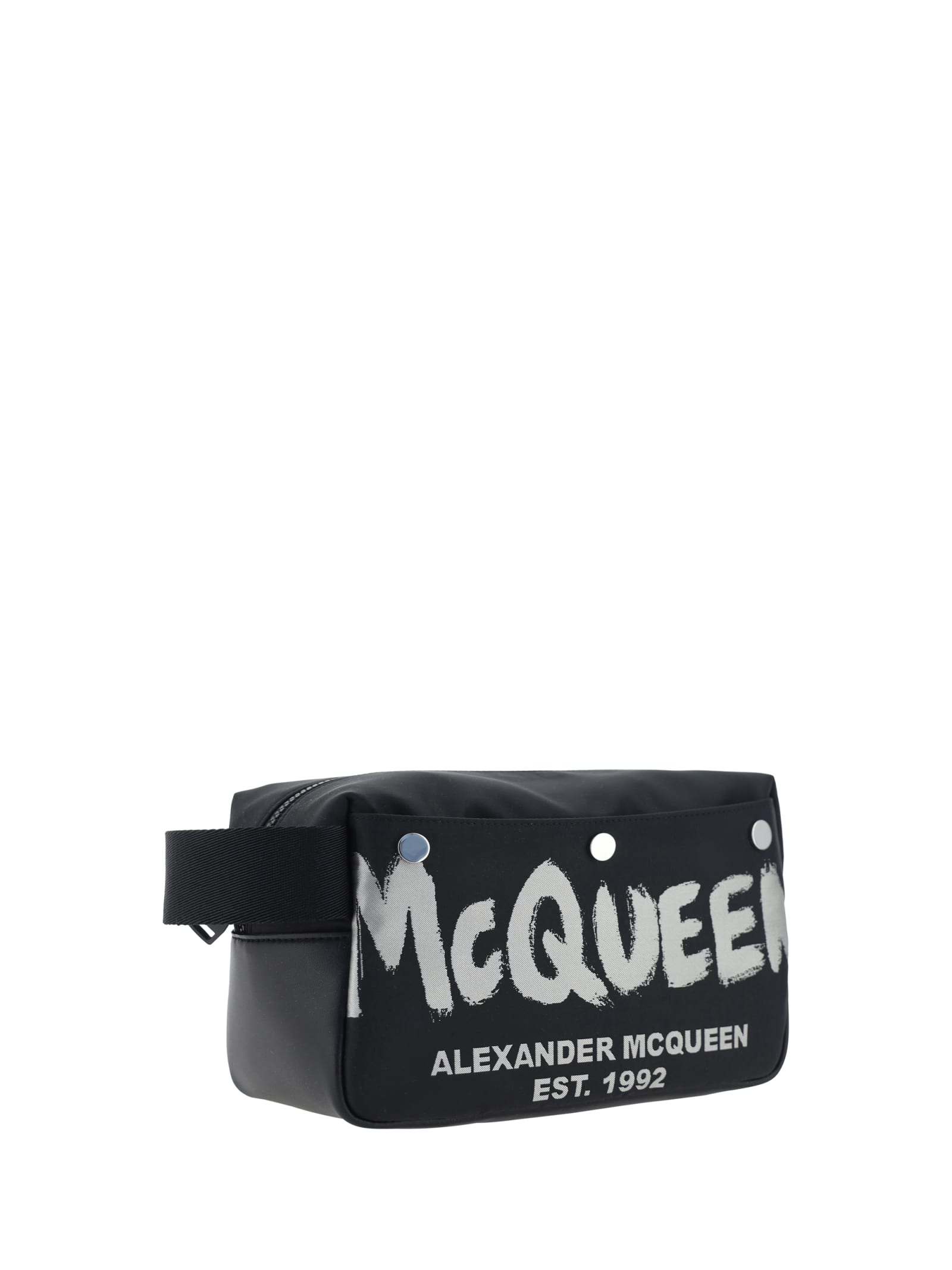 Shop Alexander Mcqueen Beauty Case In Black/off White