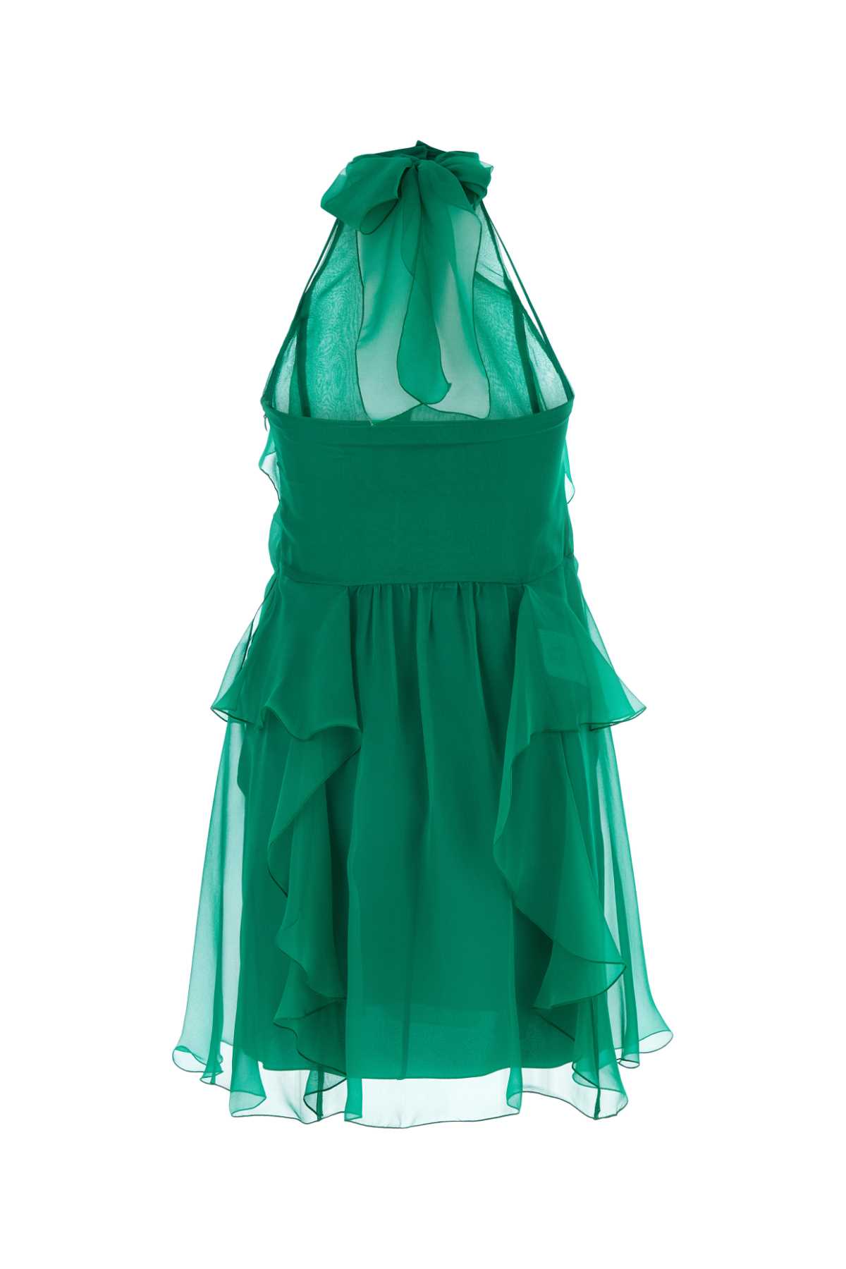 Alberta Ferretti Green Silk Mini Dress In Verde