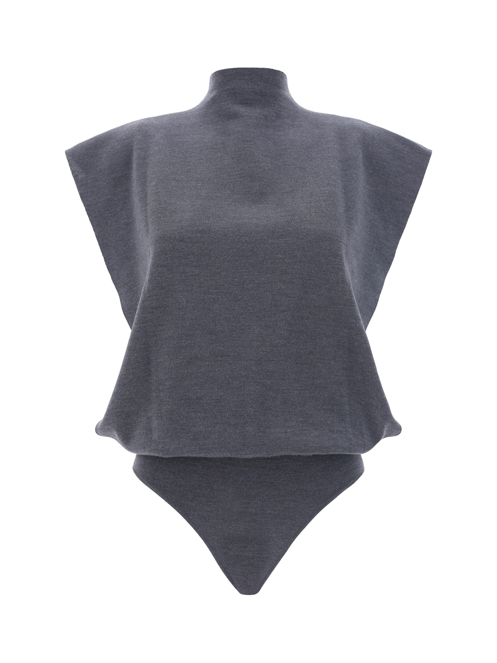 Shop Alaïa Square Bodysuit In Anthracite