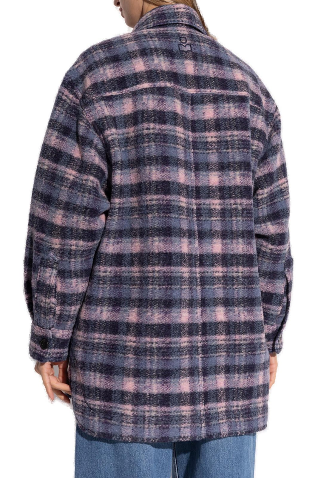 Shop Marant Etoile Harveli Checked Shirt Jacket In Purple/blue