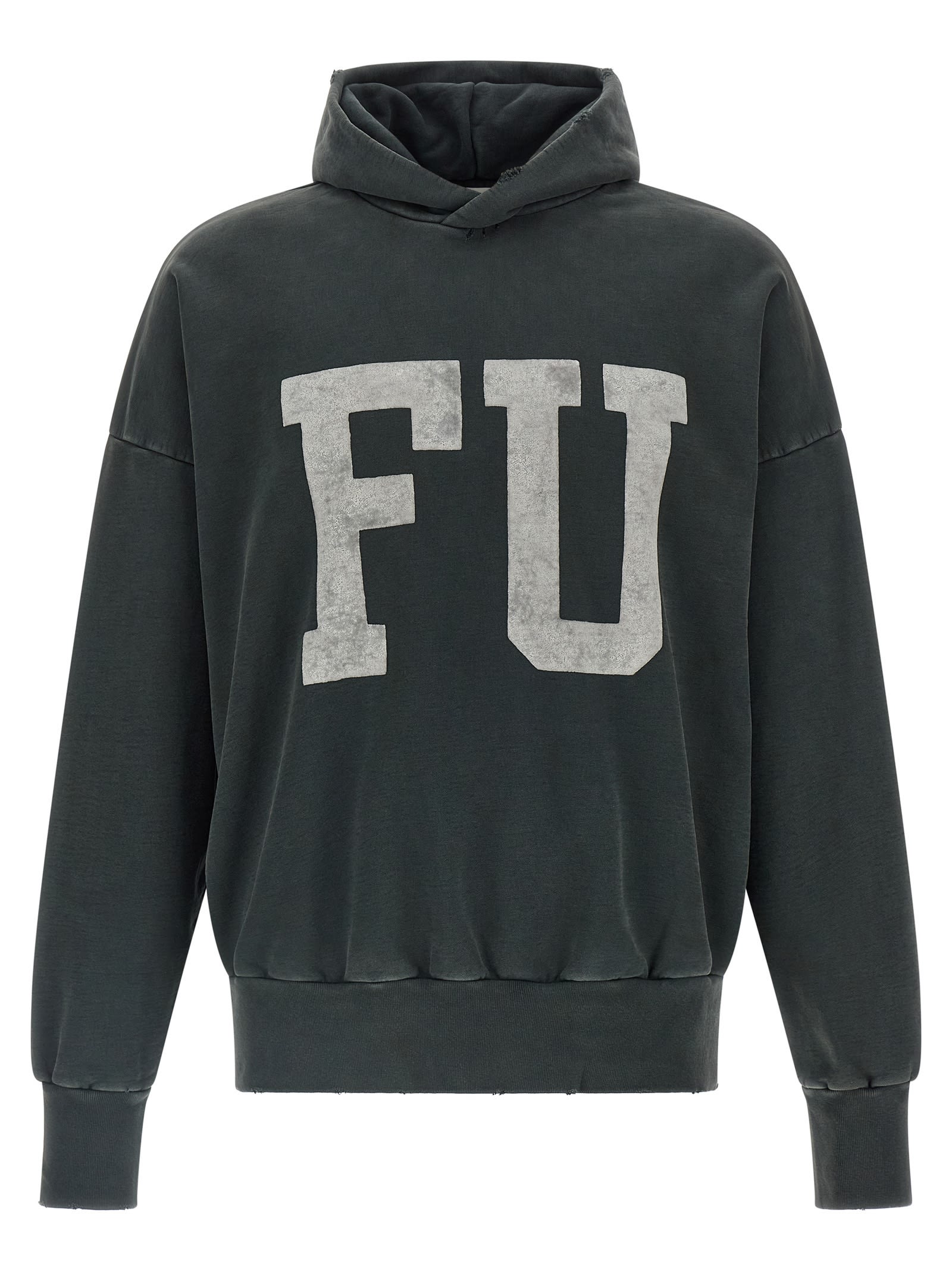 Fear Of God Qualified Printed Cotton-jersey Hoodie In Green