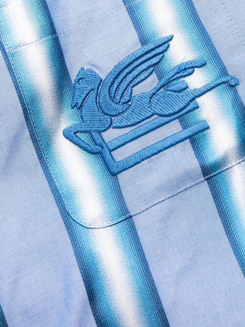 Etro Striped Cotton Mini Dress In Blue