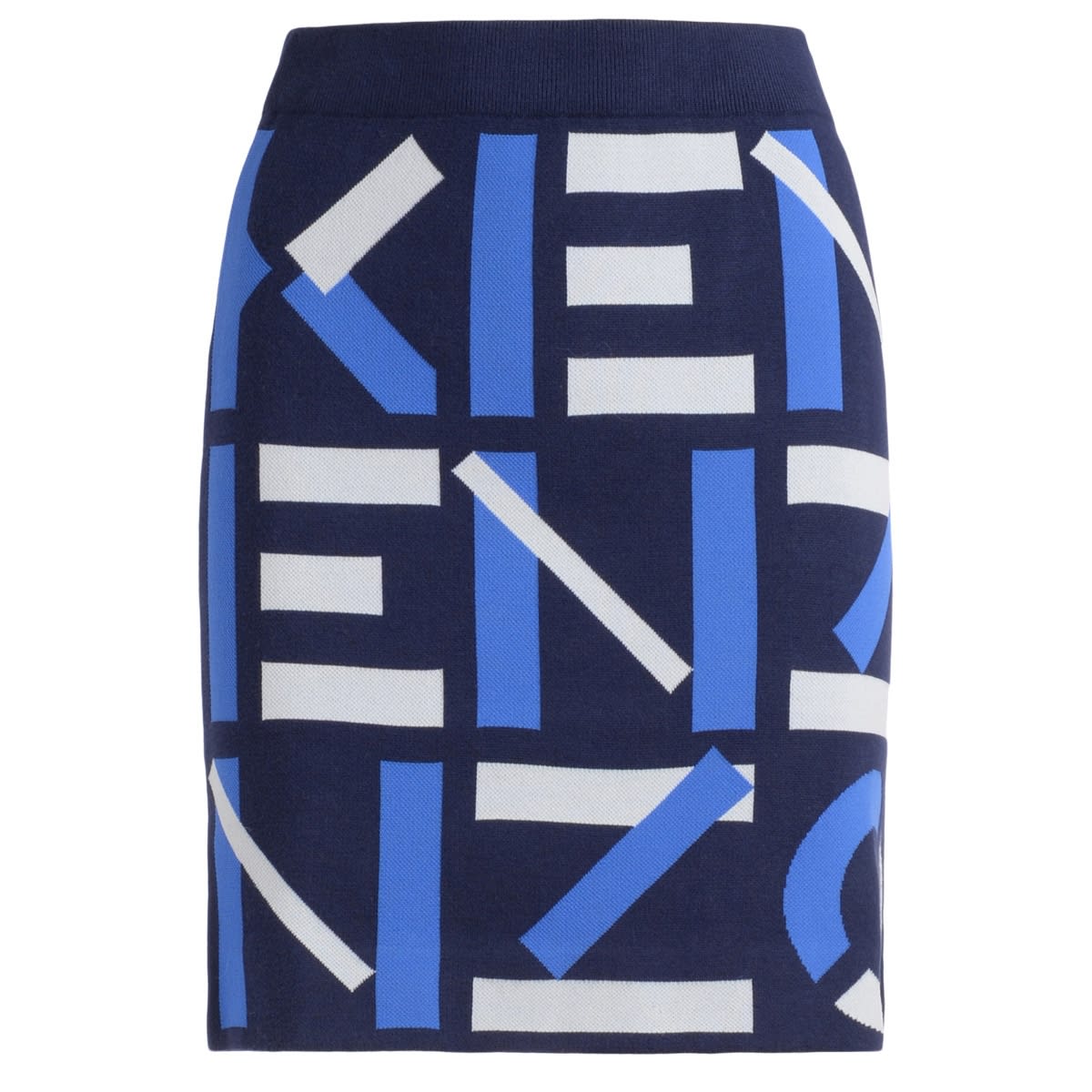 Kenzo Blue Sport Skirt With Logo All Over