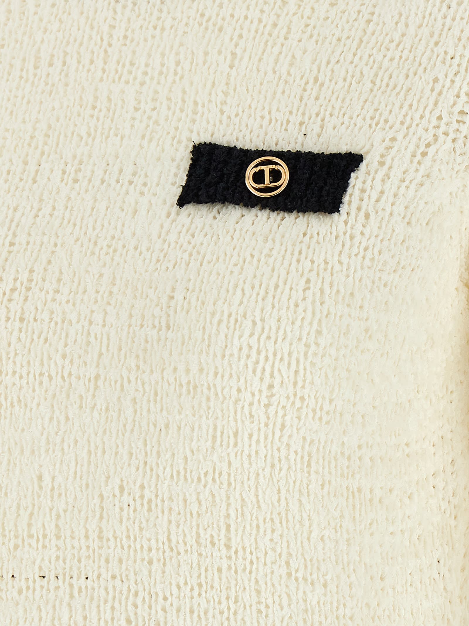 Twinset Oval T Sweater In White/black