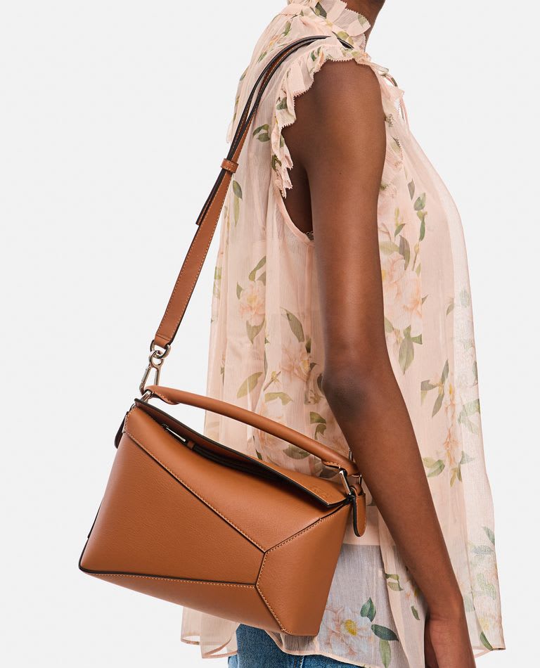 Loewe Small Puzzle Edge Leather Handbag In Brown