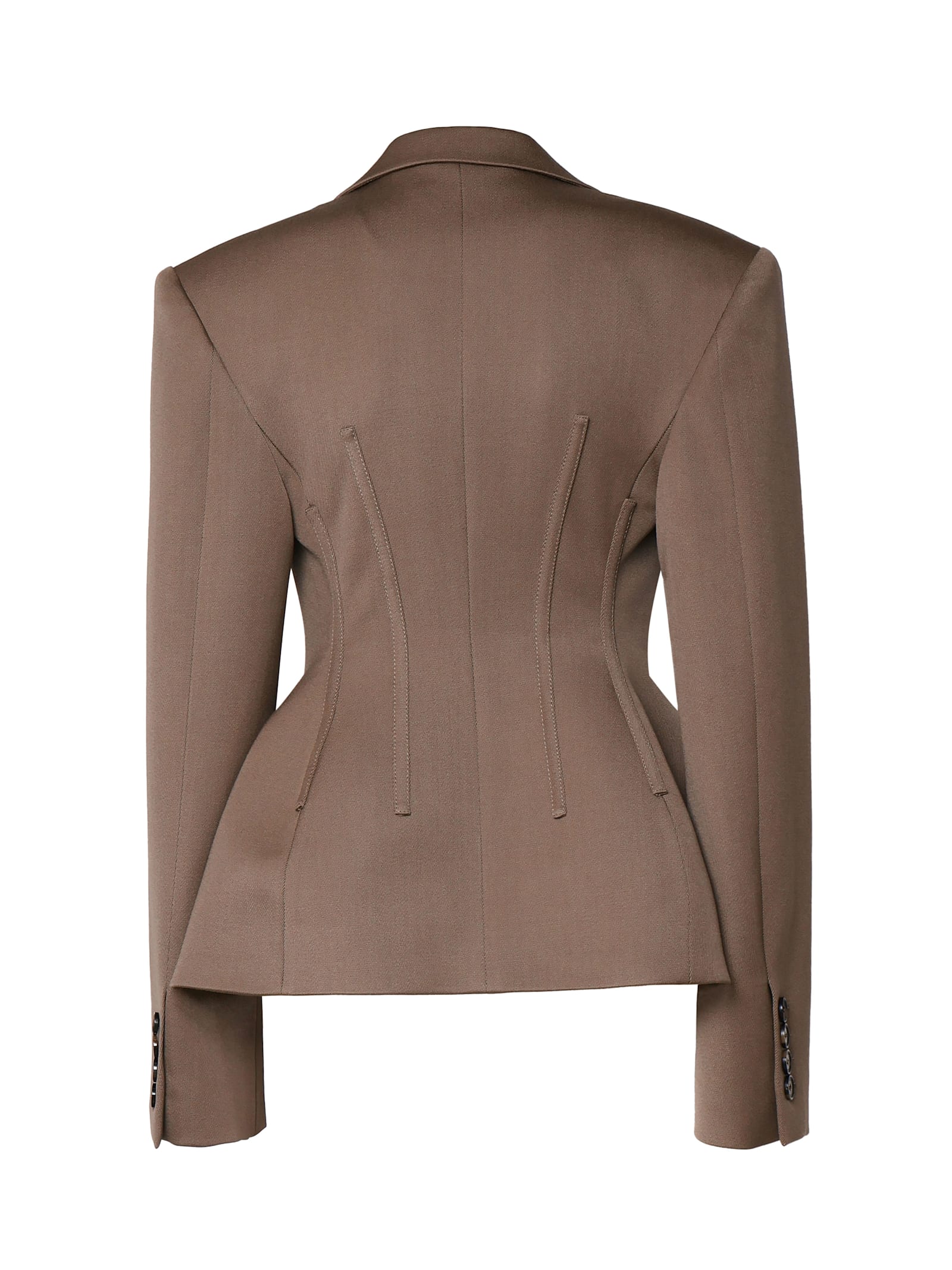 Shop Stella Mccartney Structured Geometric Cut Blazer In Mud