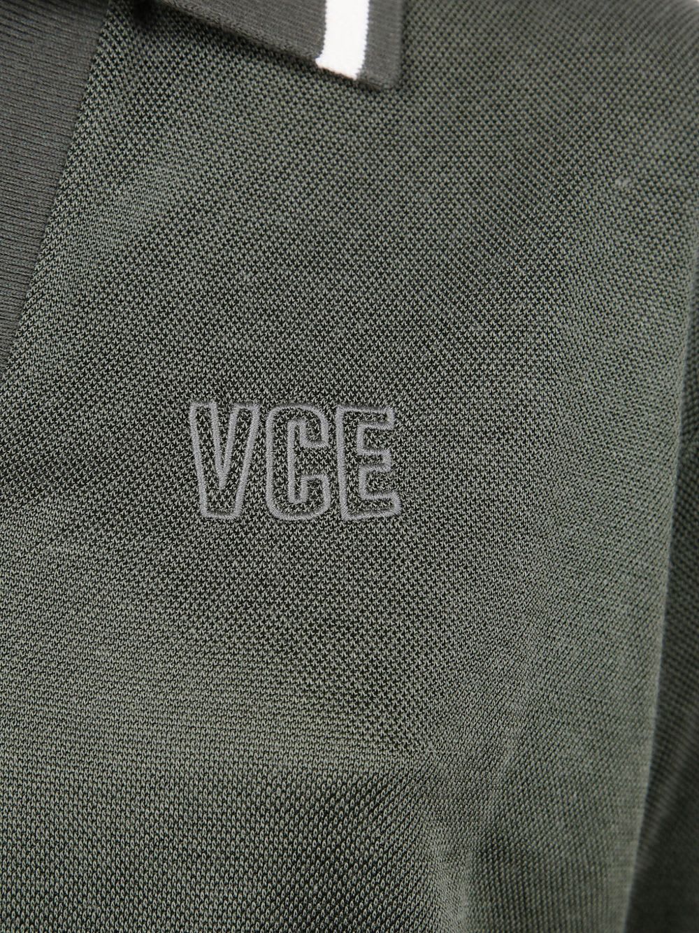 Golden Goose Cropped Cotton Polo Shirt In Gray