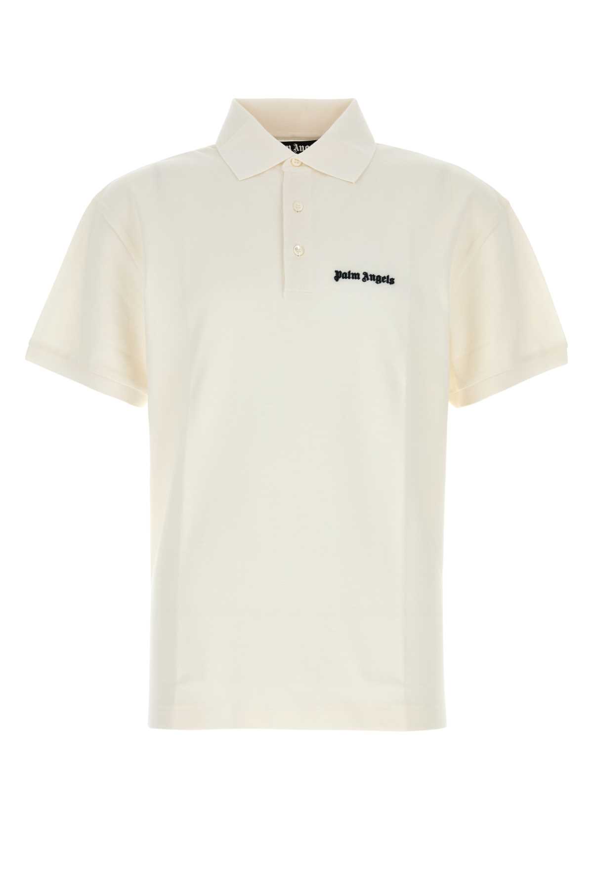 Shop Palm Angels White Piquet Polo Shirt In 0310