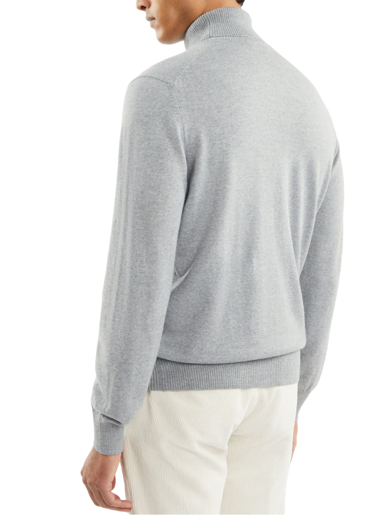 Shop Fay Turtleneck In Grey Shaved Wool Knit