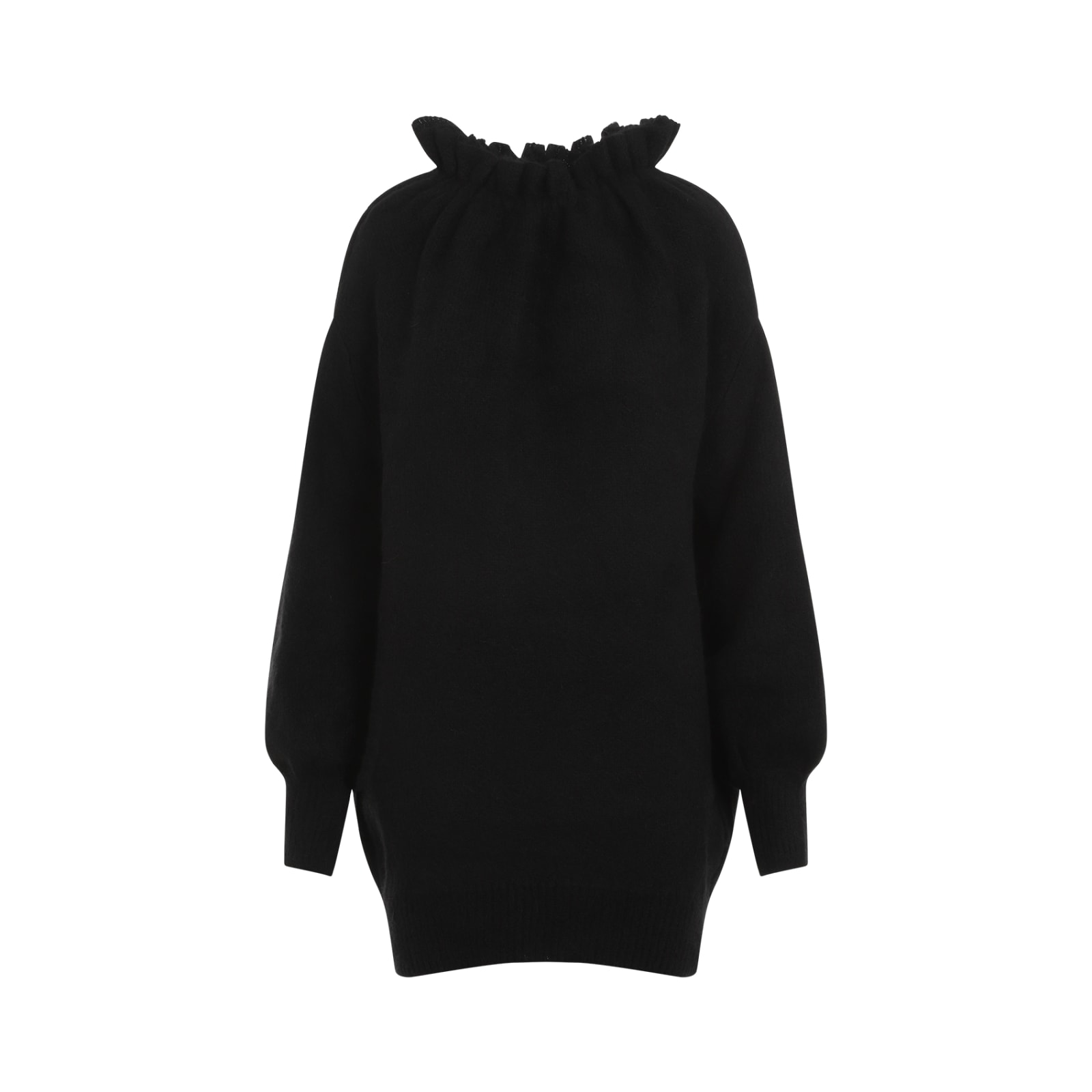 Shop Simone Rocha Oversized Gathered Pleated Neck Jumper In Black