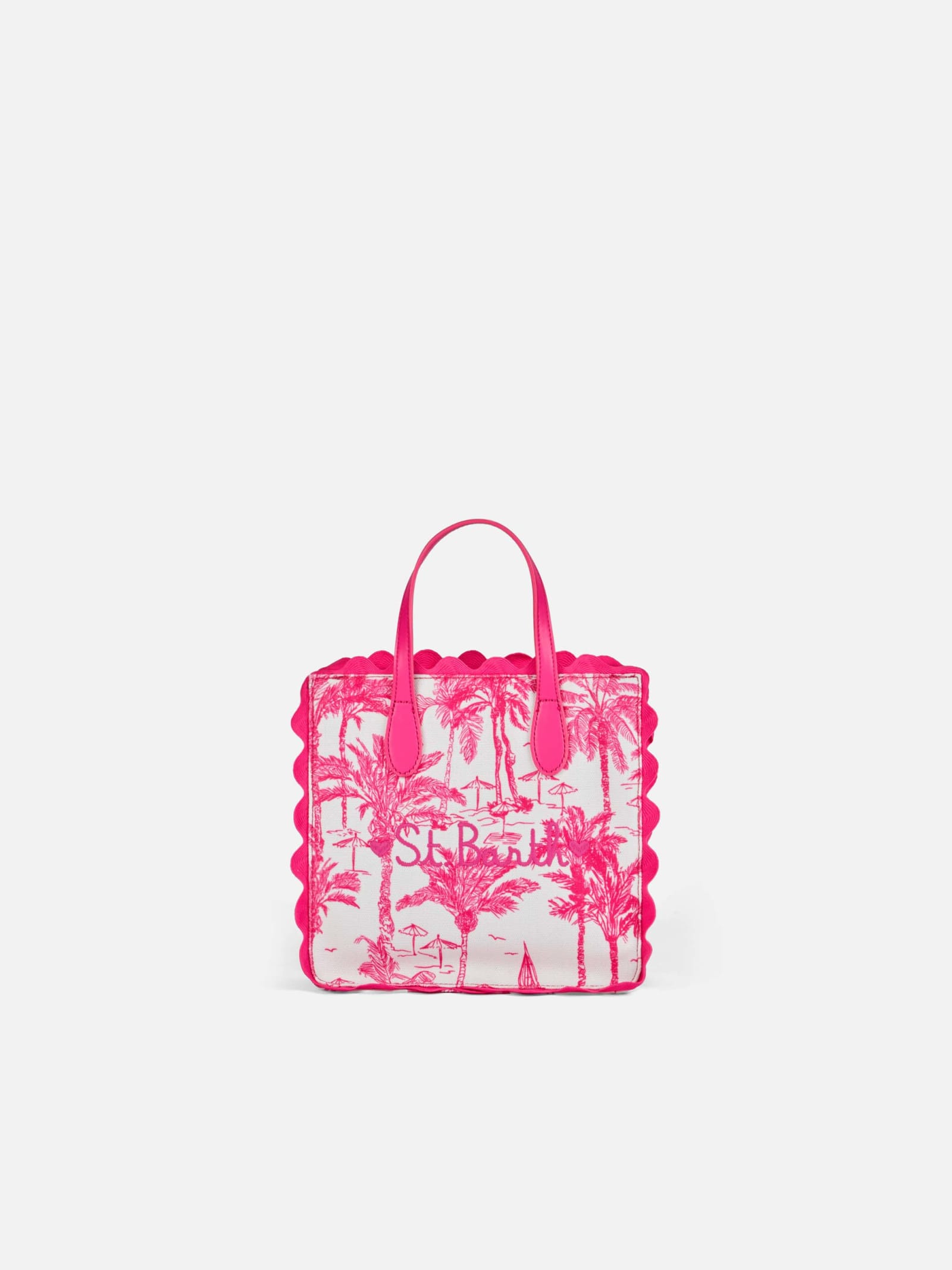 Mc2 Saint Barth Handbag With Front Embroidery And Pink Toile De Jouy
