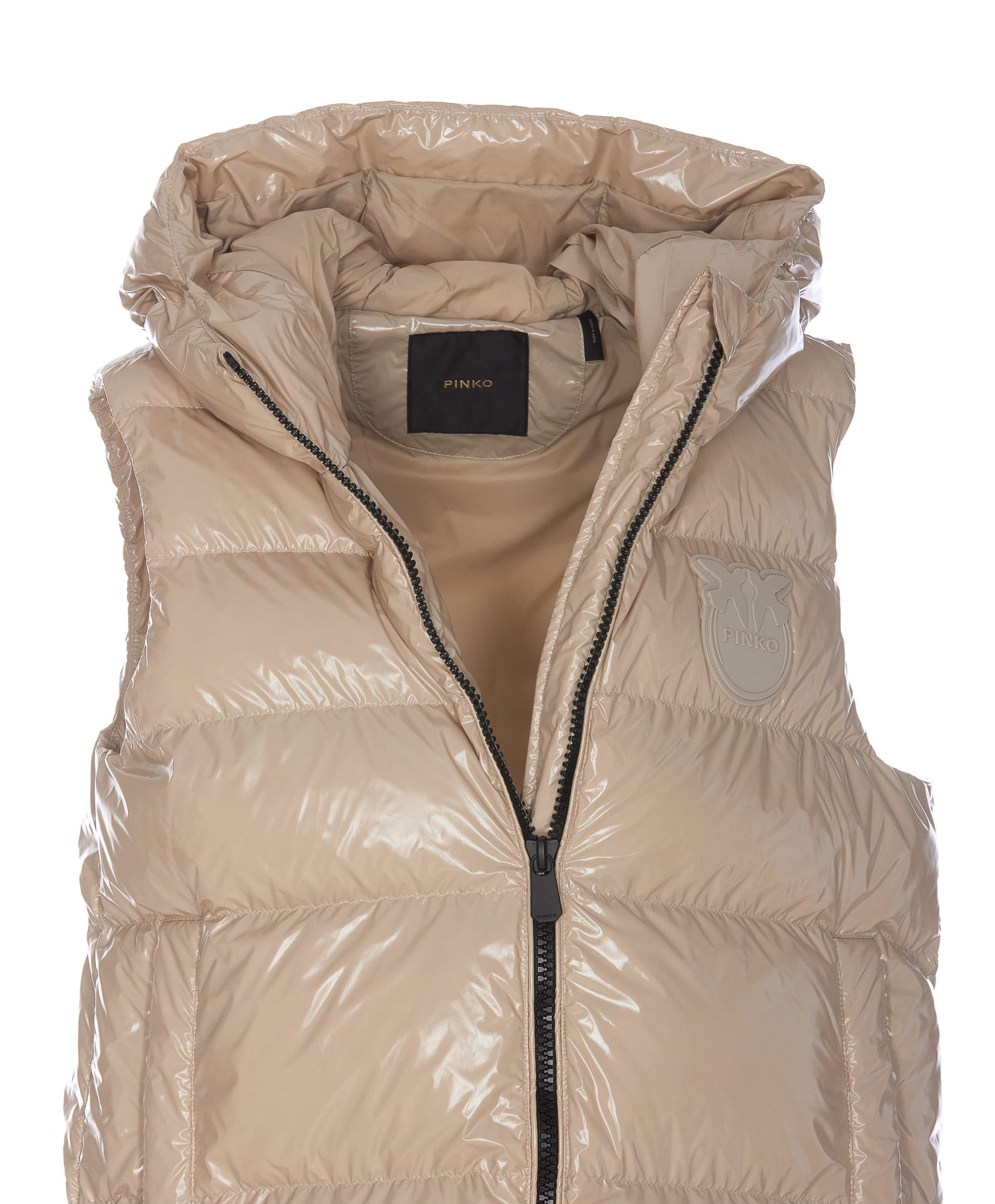 Shop Pinko Graffetta Padded Vest In Beige