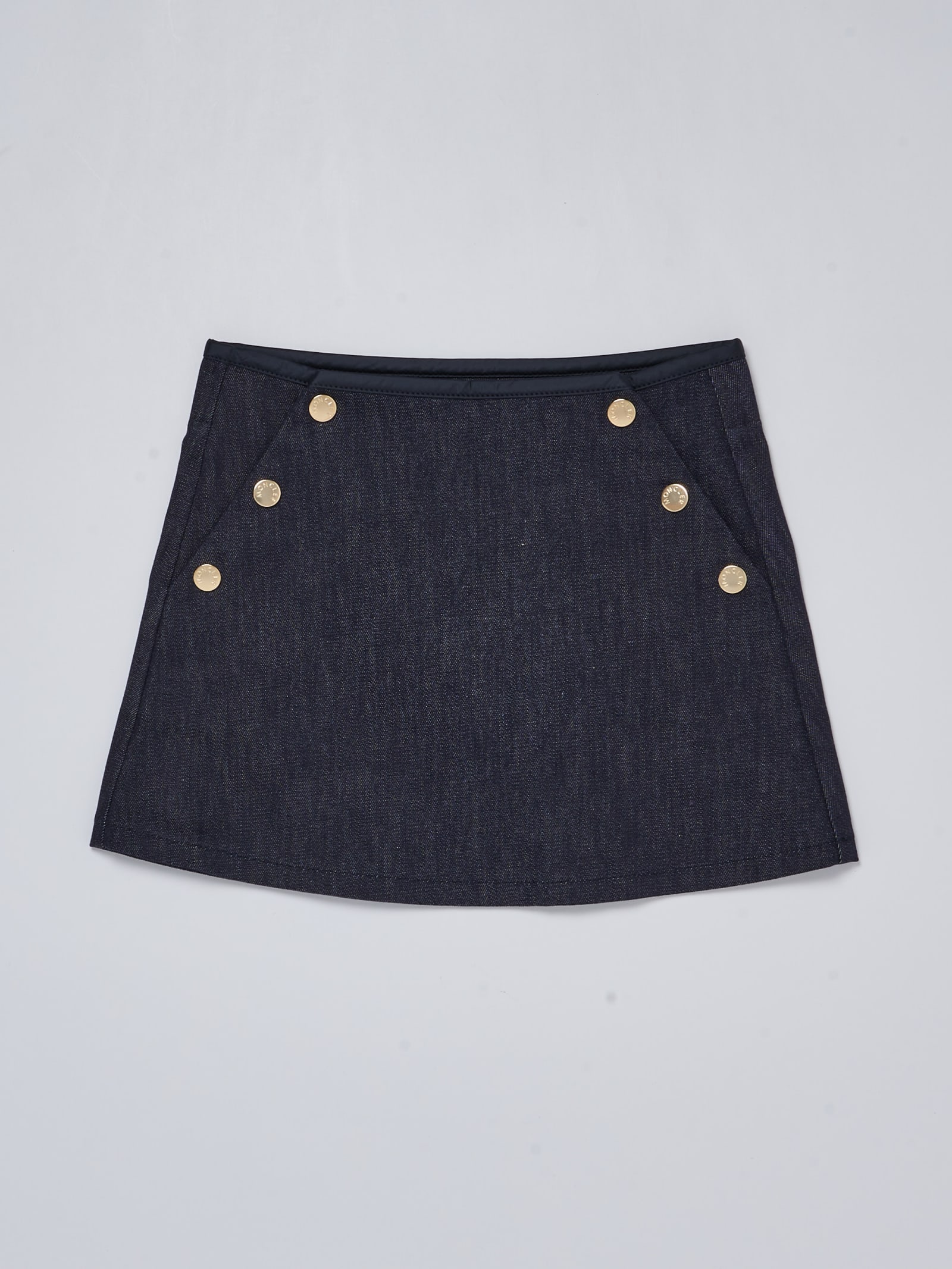 Shop Moncler Skirt Skirt In Denim Scuro